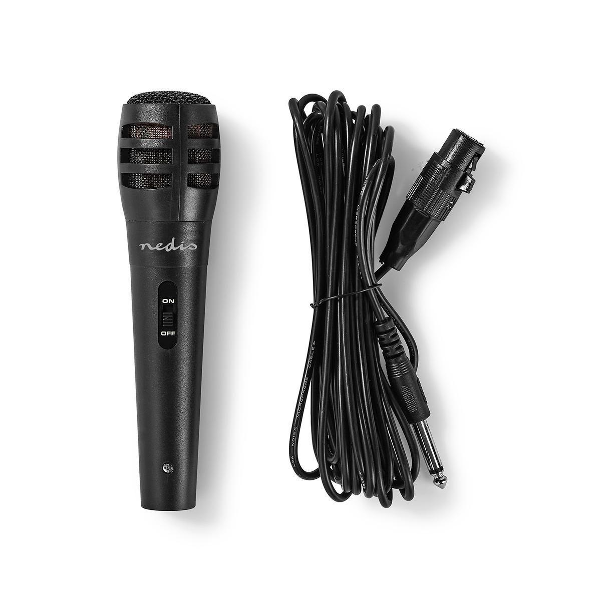 Nedis Gewindemikrofon | Kardioid | Abnehmbares Kabel | 5.00 m | 80 Hz - 12 kHz | 600 Ohm | -75 dB | Ein / Aus -Taste | Koffer enthalten | ABS / Aluminium | Schwarz