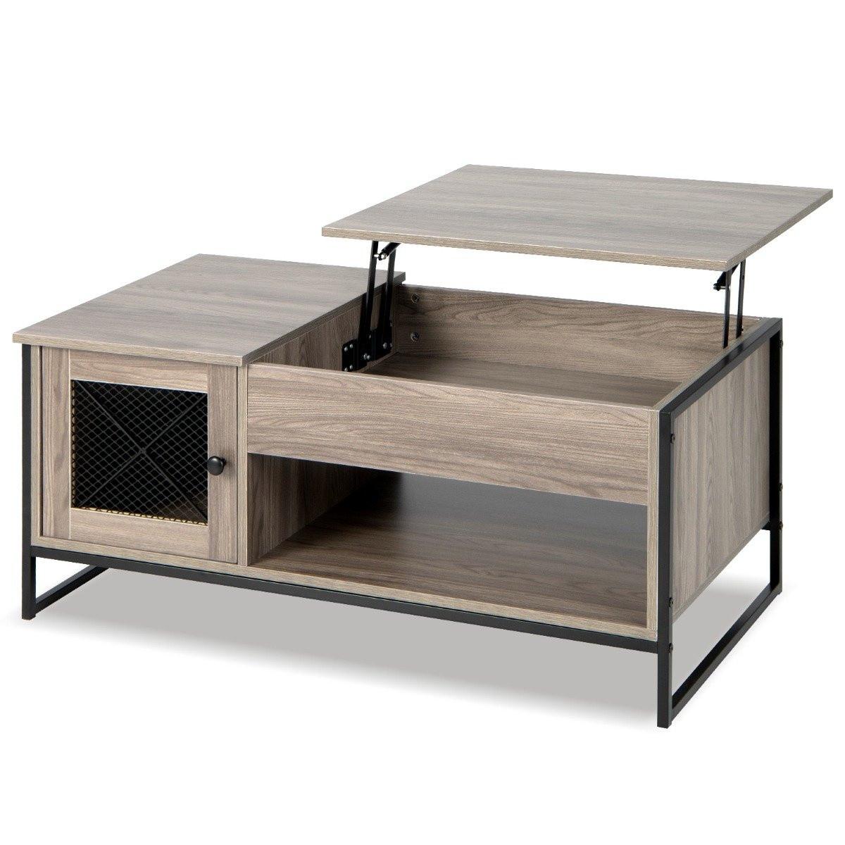 Northix Couchtisch mit Hubplatte Mitteltisch mit Pneumatischer Hebevorrichtung 106 x 55 x 44,5 cm Grau