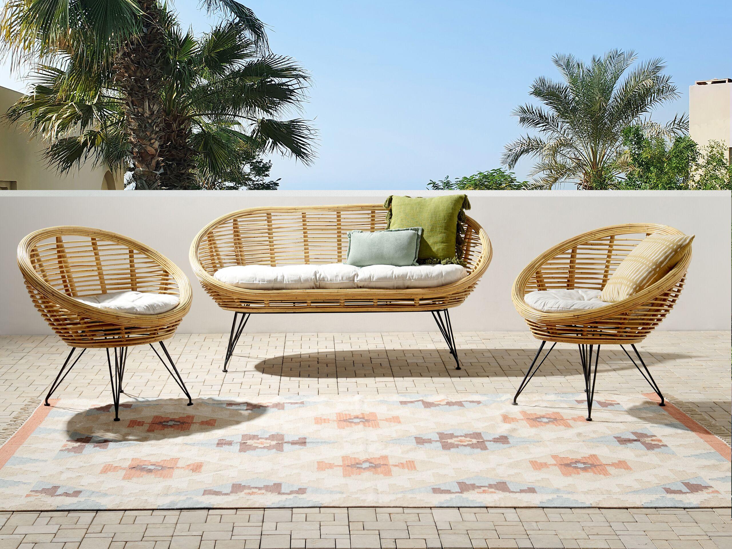 Beliani Garten Lounge aus Rattan Boho MARATEA