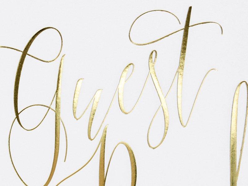 PartyDeco Gästebuch Guest Book 20 x 24.5 cm, Weiss/Gold