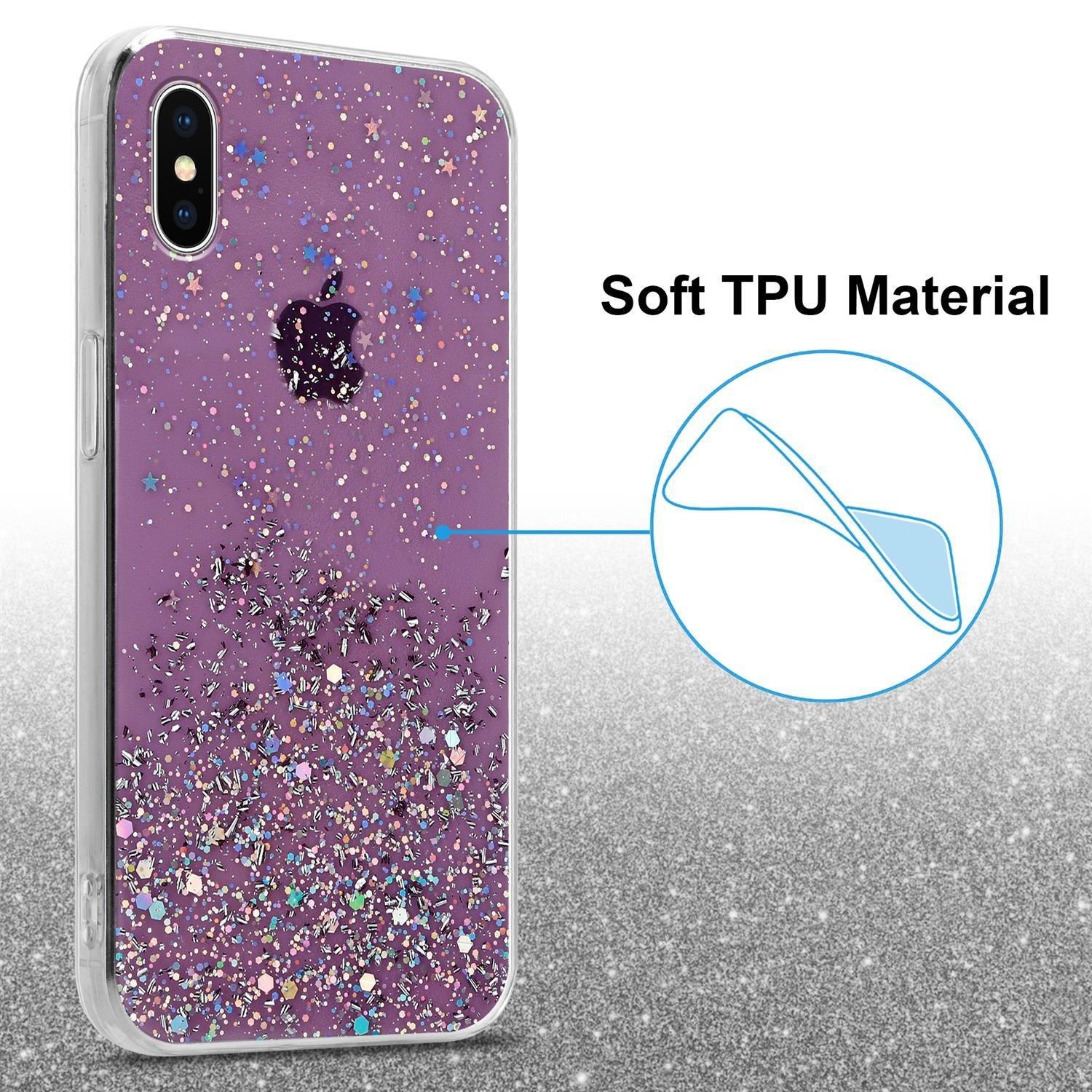 Cadorabo Hülle für Apple iPhone X XS TPU Silikon mit funkelnden Glitter