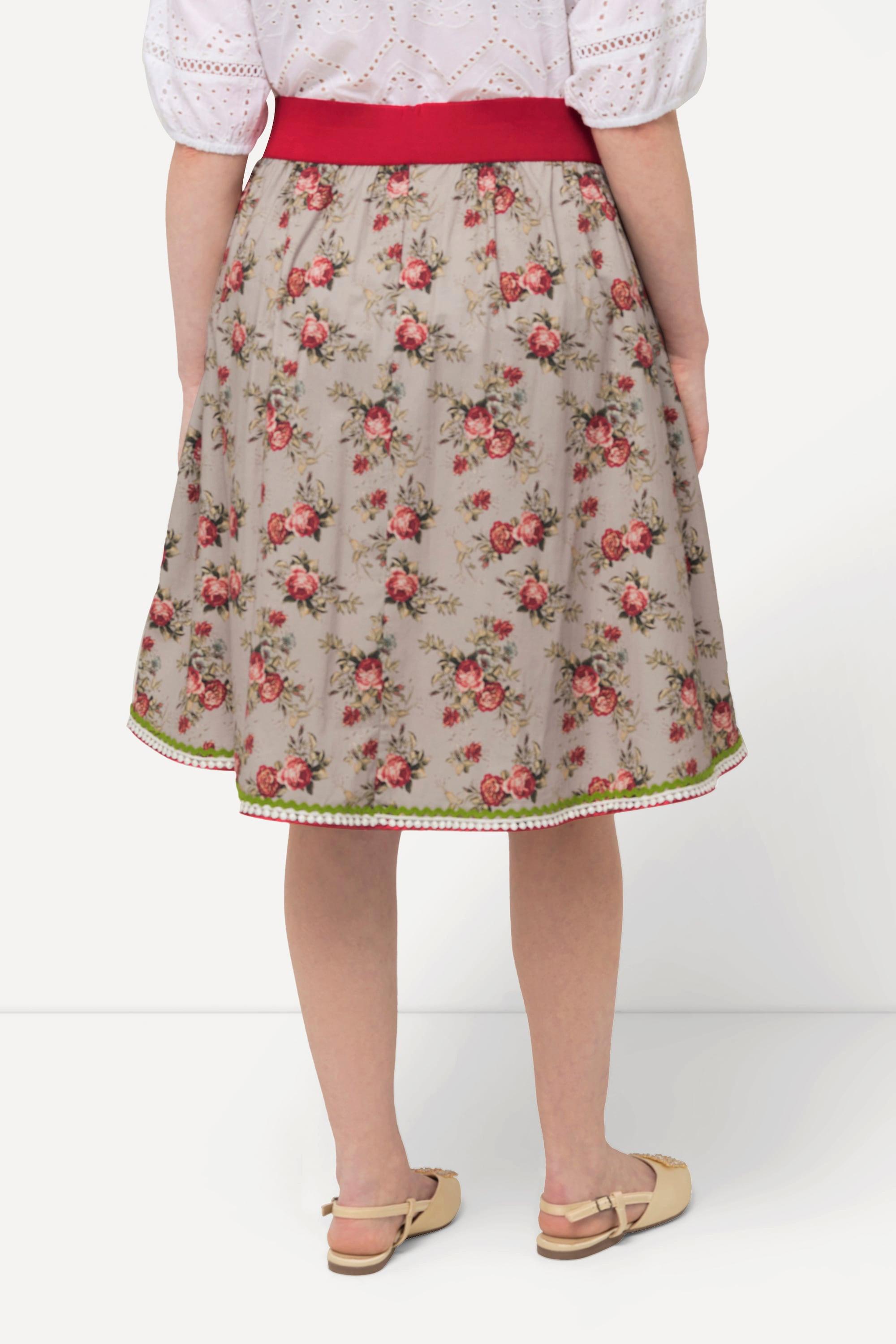 Ulla Popken Trachtenrock, A-Linie, Elastikbund, Zierbänder, Spitze