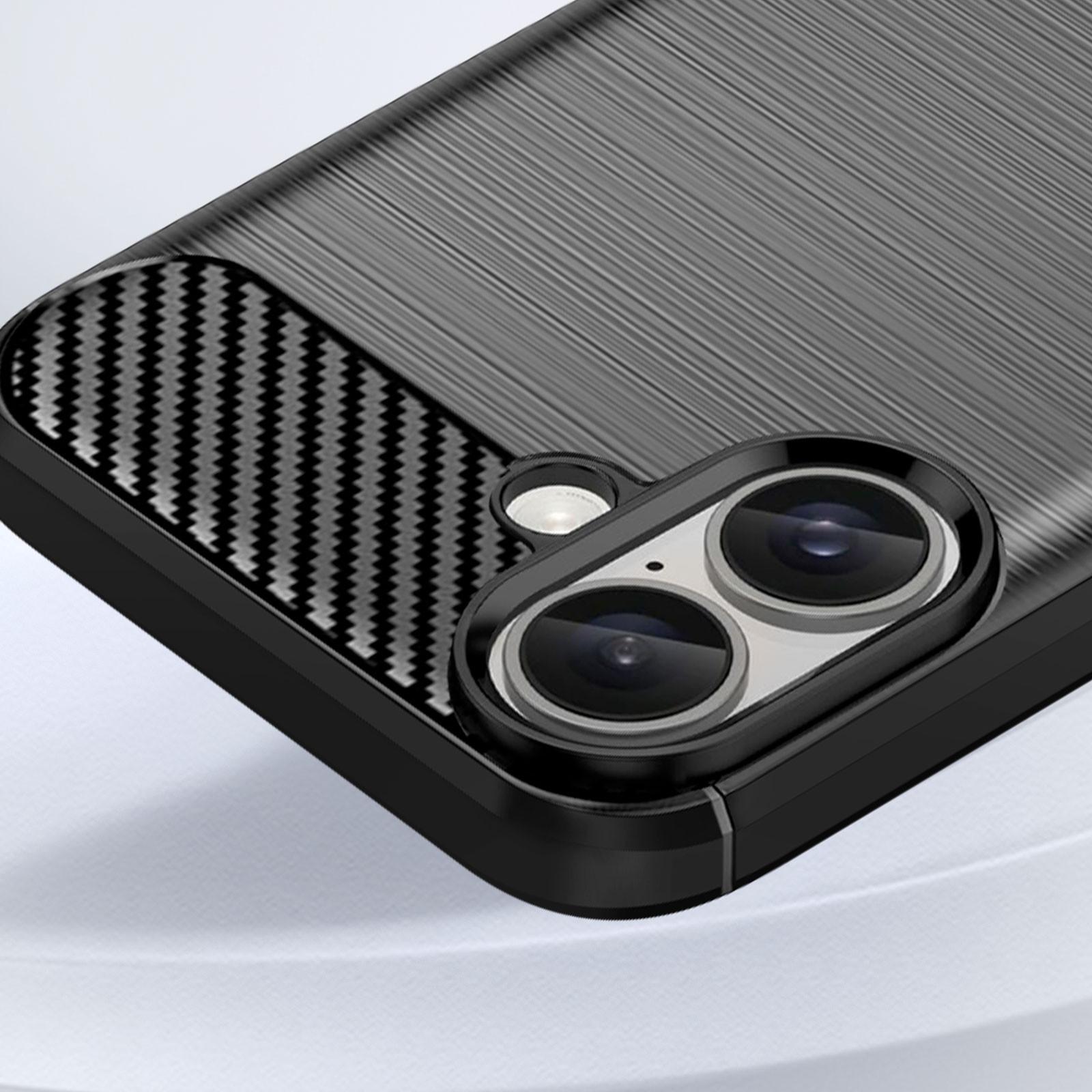 Avizar Carbon Hülle iPhone 16 Plus Schwarz