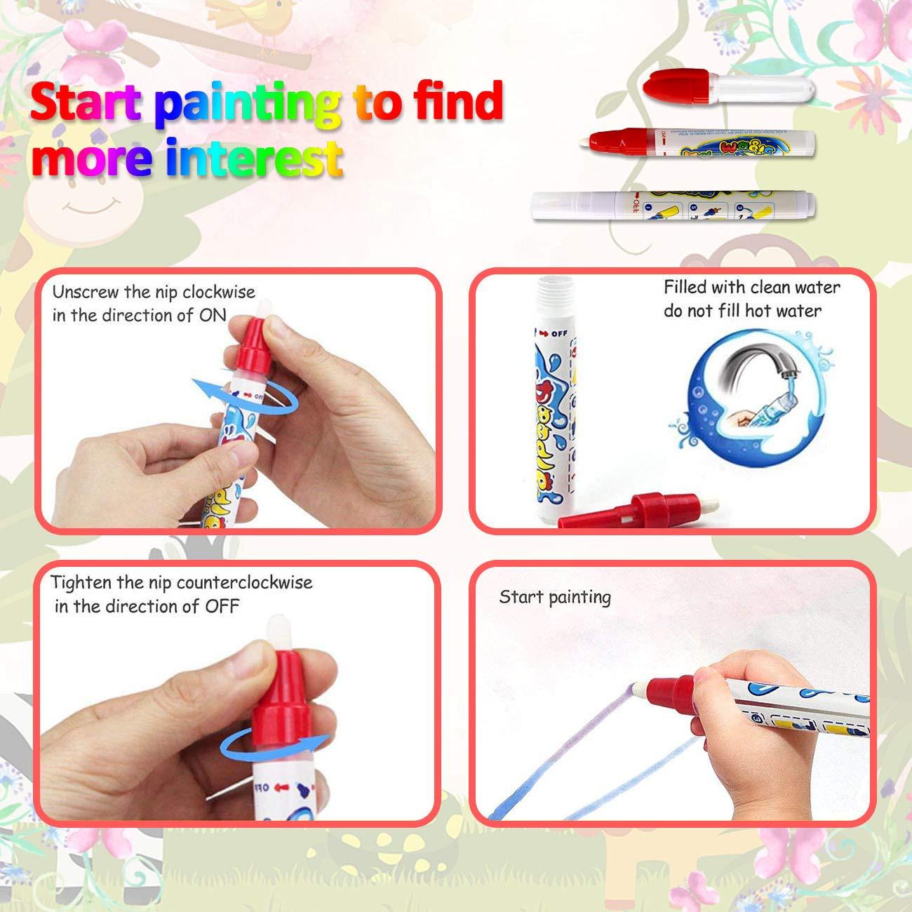 Activity-board Water Doodle Mat Magic Doodle Malmatte, mit Malmatte Stift und Stempel Zubehör, Zeichenmatte für Kinder