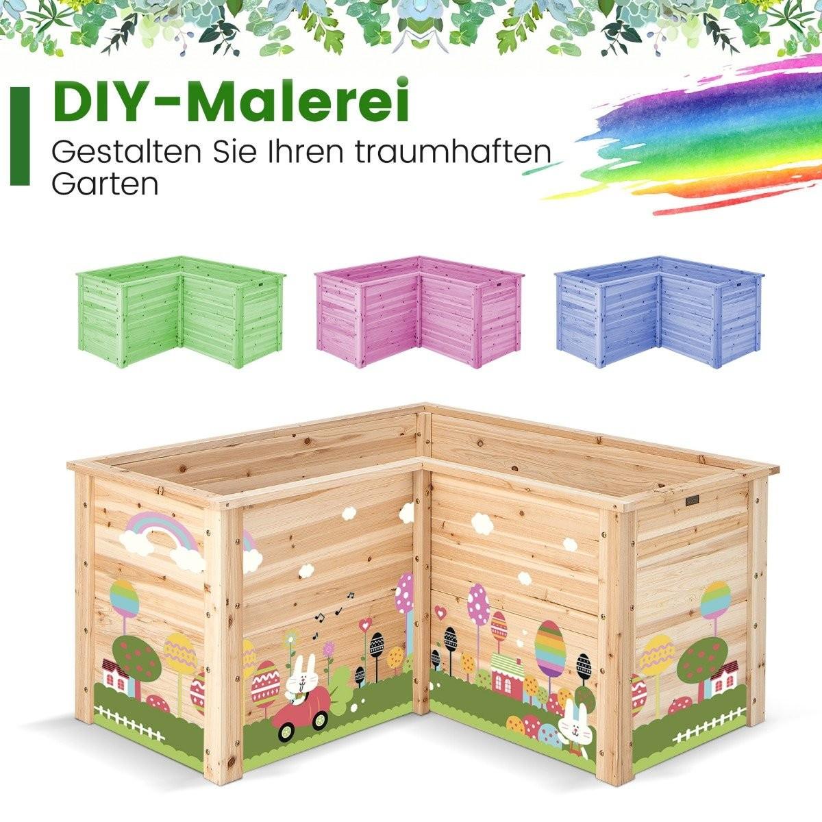 Northix Hochbeet Holz Pflanzkasten für Balkon Garten Terrasse Kräuterbeet Blumenkasten Natur