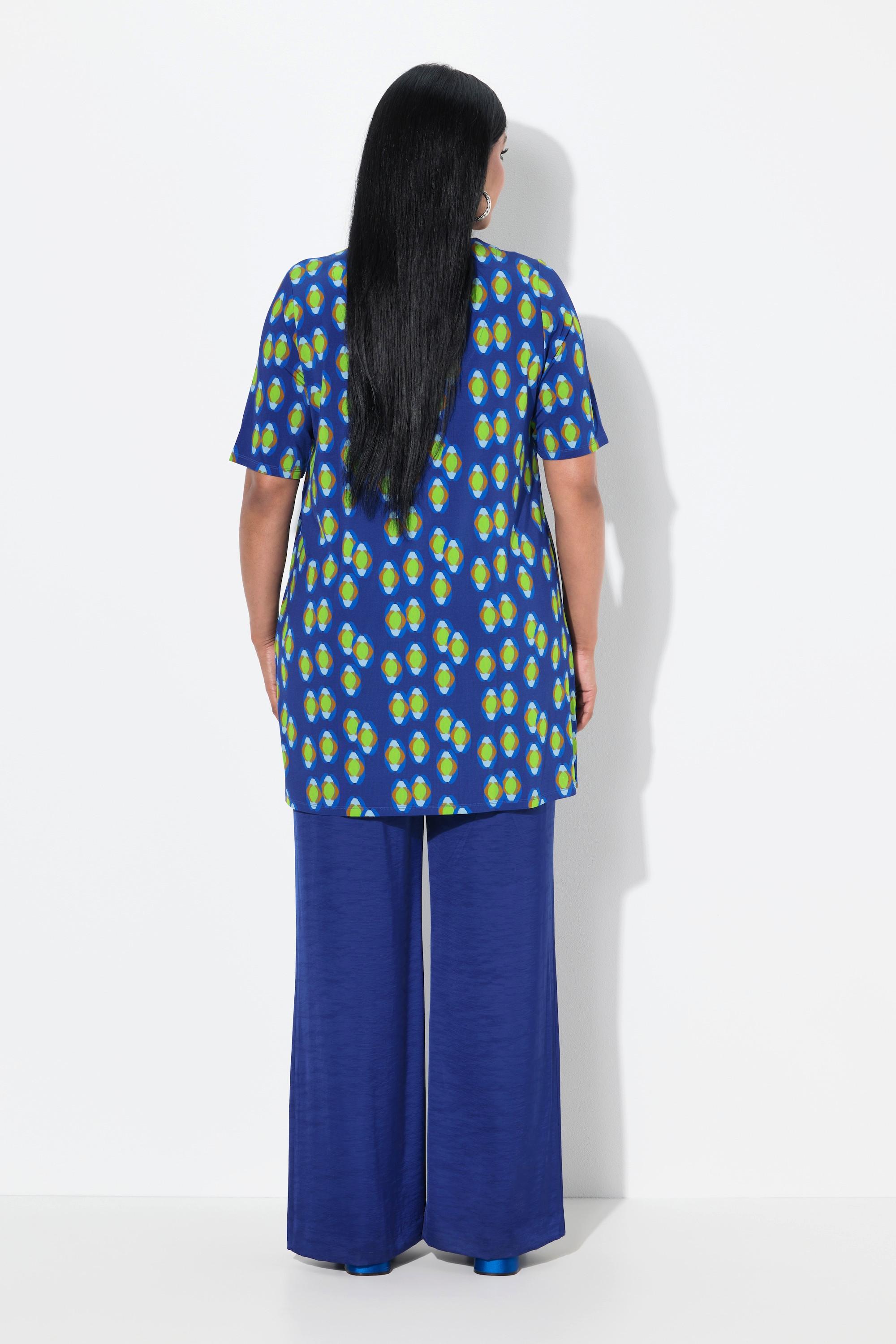 Ulla Popken Slinky-Longshirt A-Linie V-Ausschnitt Halbarm