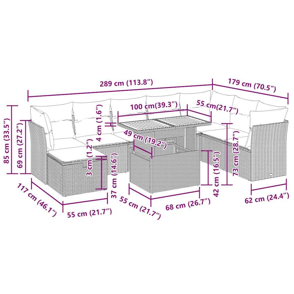 VidaXL Garten sofagarnitur poly-rattan