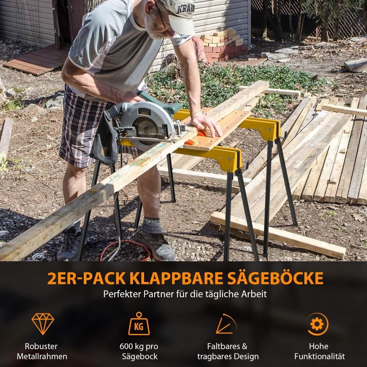 Northix 2er-Pack Zusammenklappbare Sägeböcke Kompaktes Elektrowerkzeug-Ständerpaket