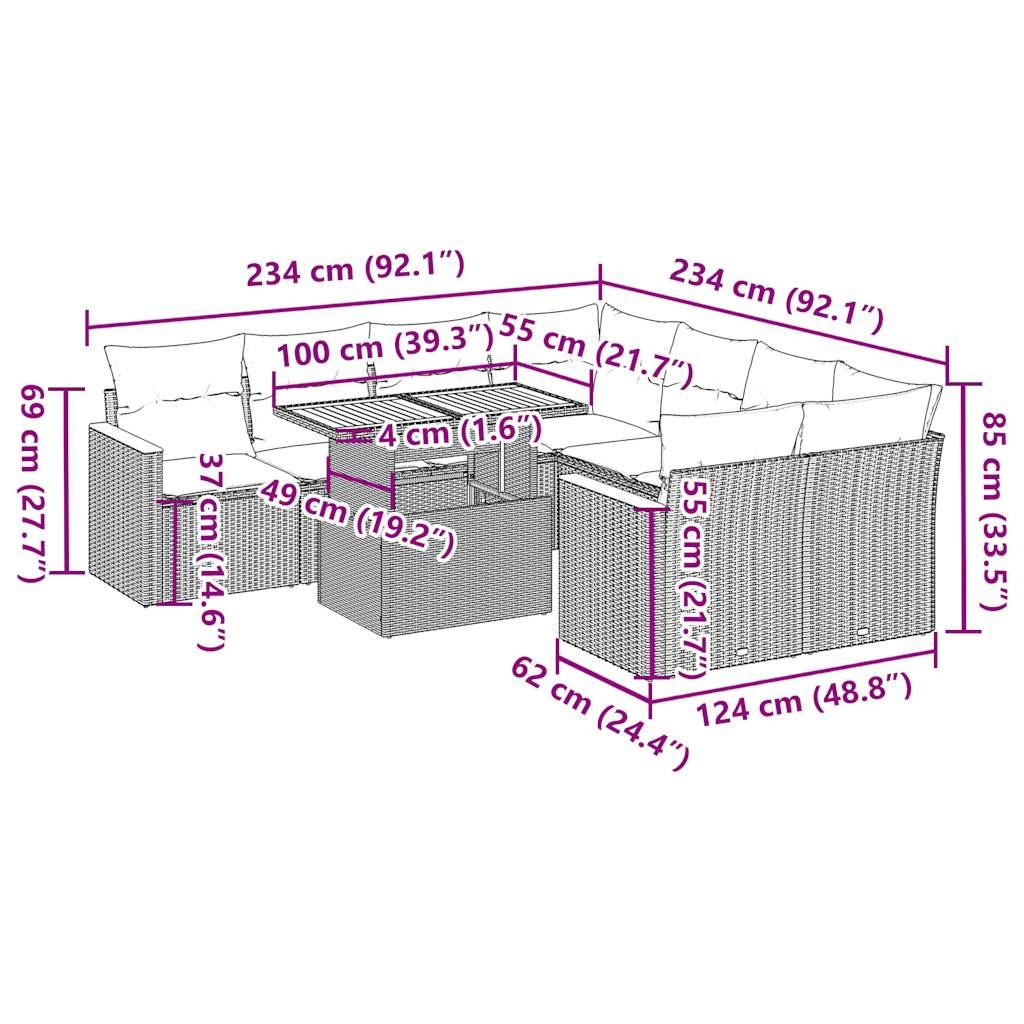 VidaXL Garten sofagarnitur poly-rattan