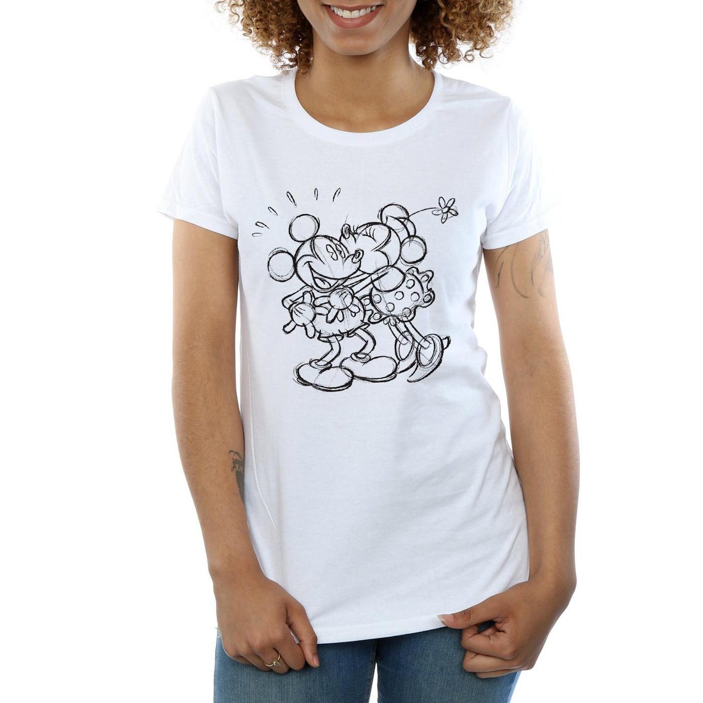 Disney Mickey und Minnie Sketch Print T-Shirt