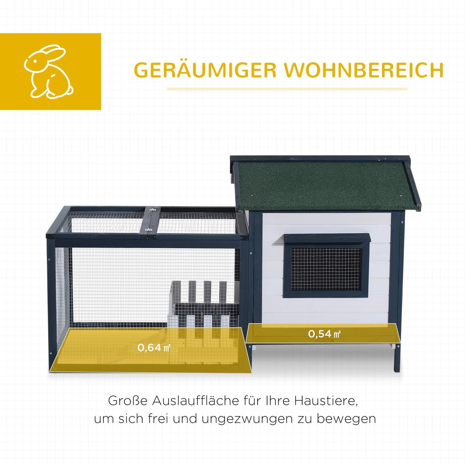 Northio Kaninchenstall Kleintierkäfig 151 X 78 X 84,5 Cm Mit Freigehege Rampe Grün Weiß