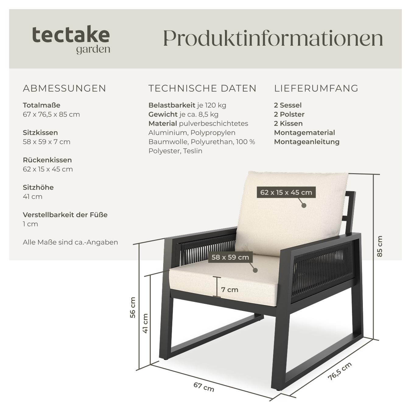 Tectake Gartenlounge-Set Captive im Rope-Design