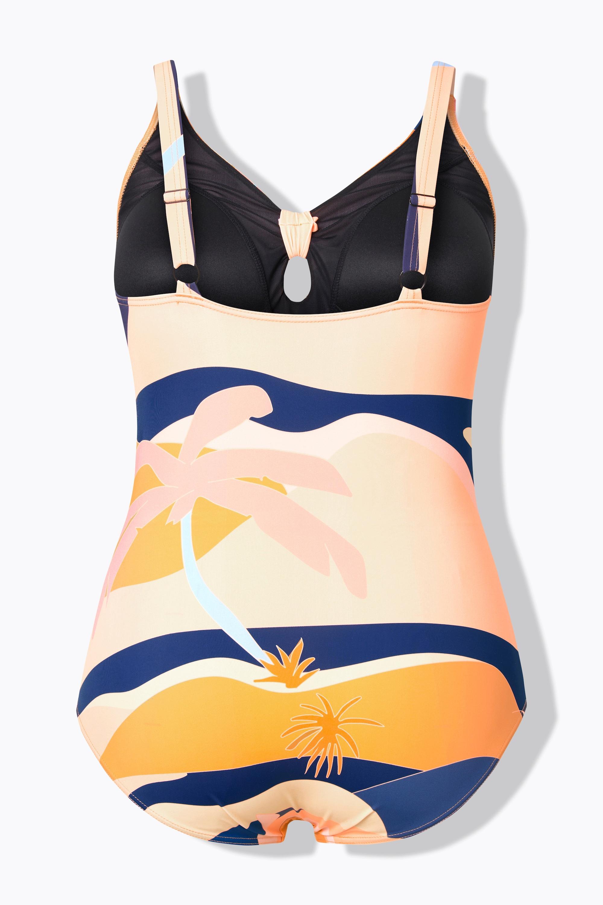 Ulla Popken Badeanzug, Knoten, Softcups, Träger verstellbar, recycelt