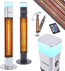 Arebos 1500 Watt Stand Heizstrahler | inkl.16 Farben LED-Licht mit Fernbedienung