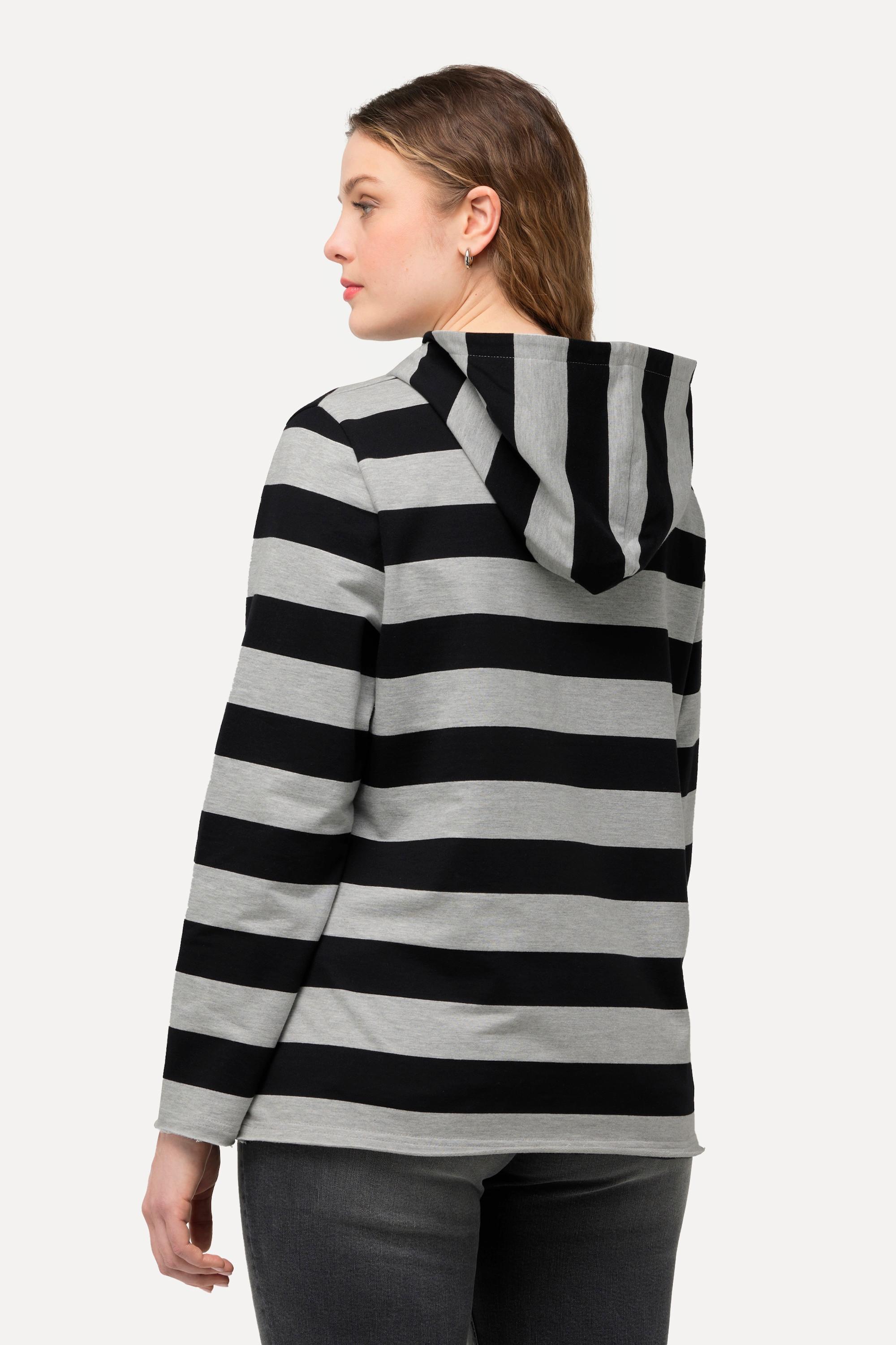 Ulla Popken Hoodie, Streifen, Kängurutasche, Kapuze, Langarm