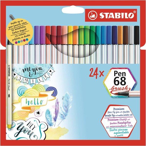 STABILO STABILO Fasermaler Pen 68 Brush 568/24-211 ass. 24 Stück