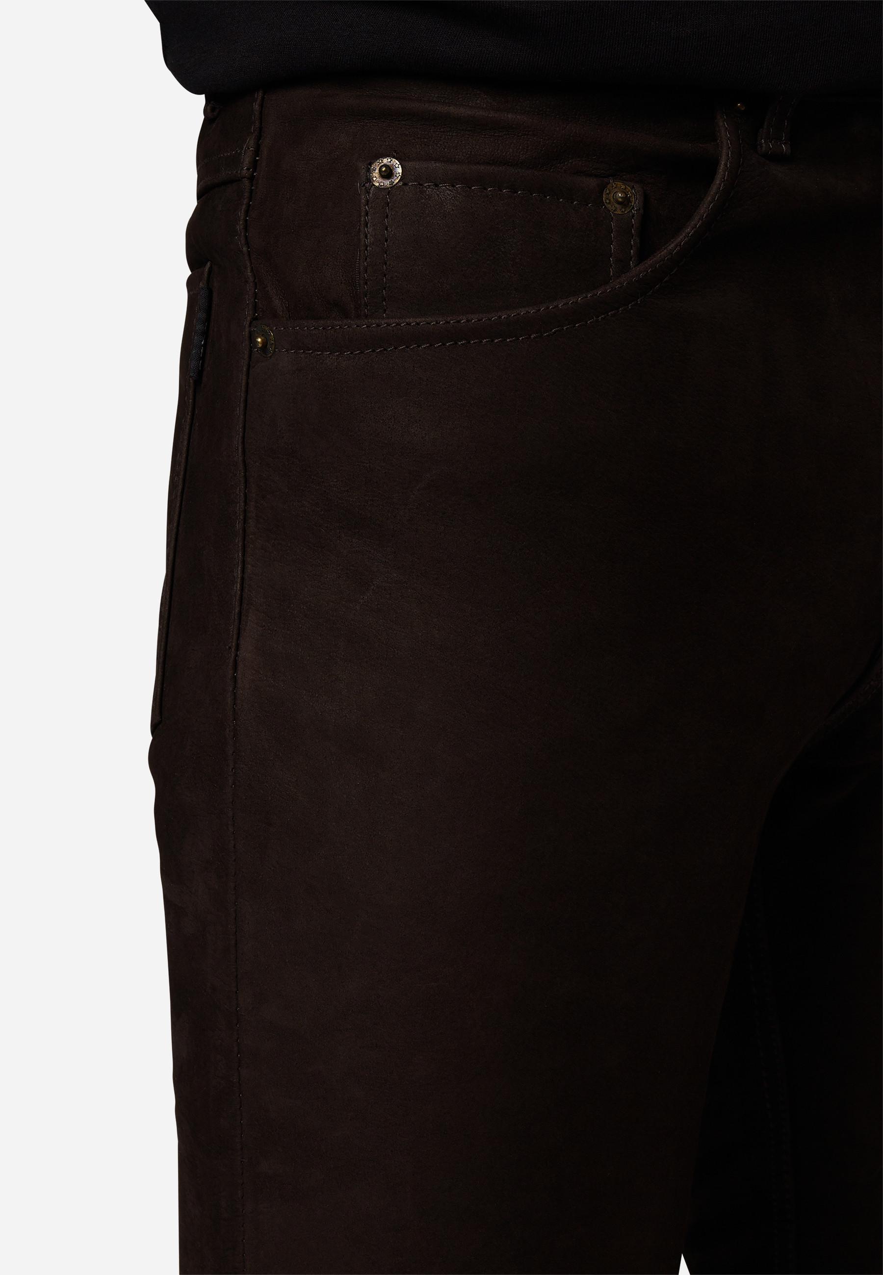 RICANO RT-101 Büffel Nubuk Leder 5-Pocket Straight Leg Hose