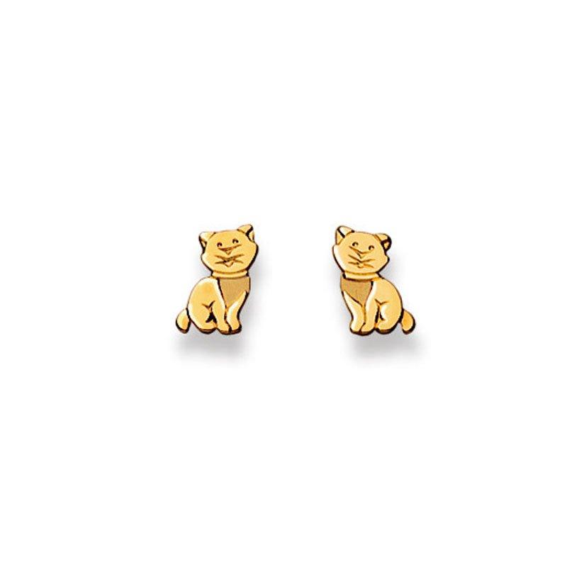 MUAU Schmuck Ohrstecker Katze Gelbgold 750, 8x6mm