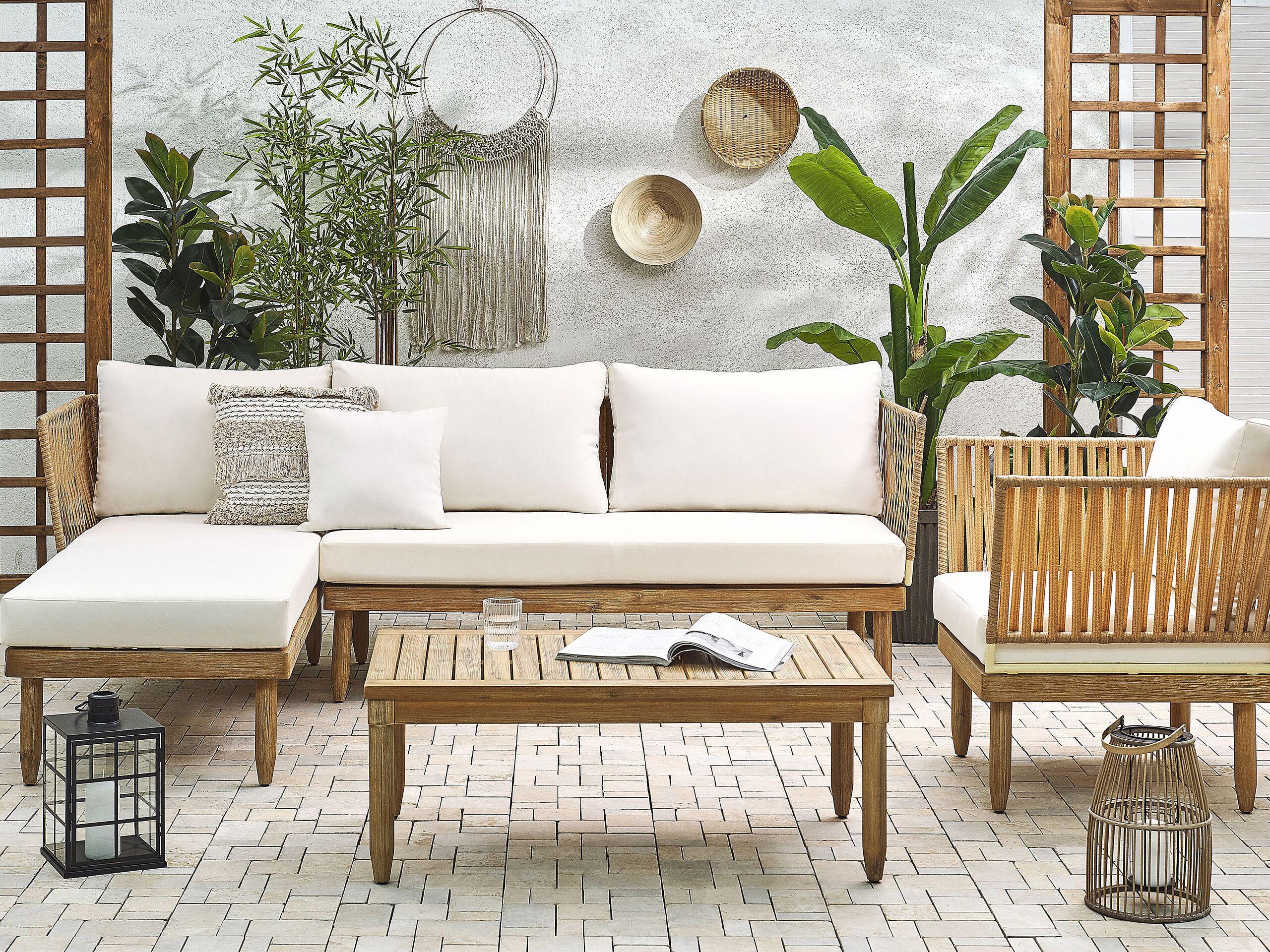 Beliani Ecksofa aus Akazienholz Boho CREMONA