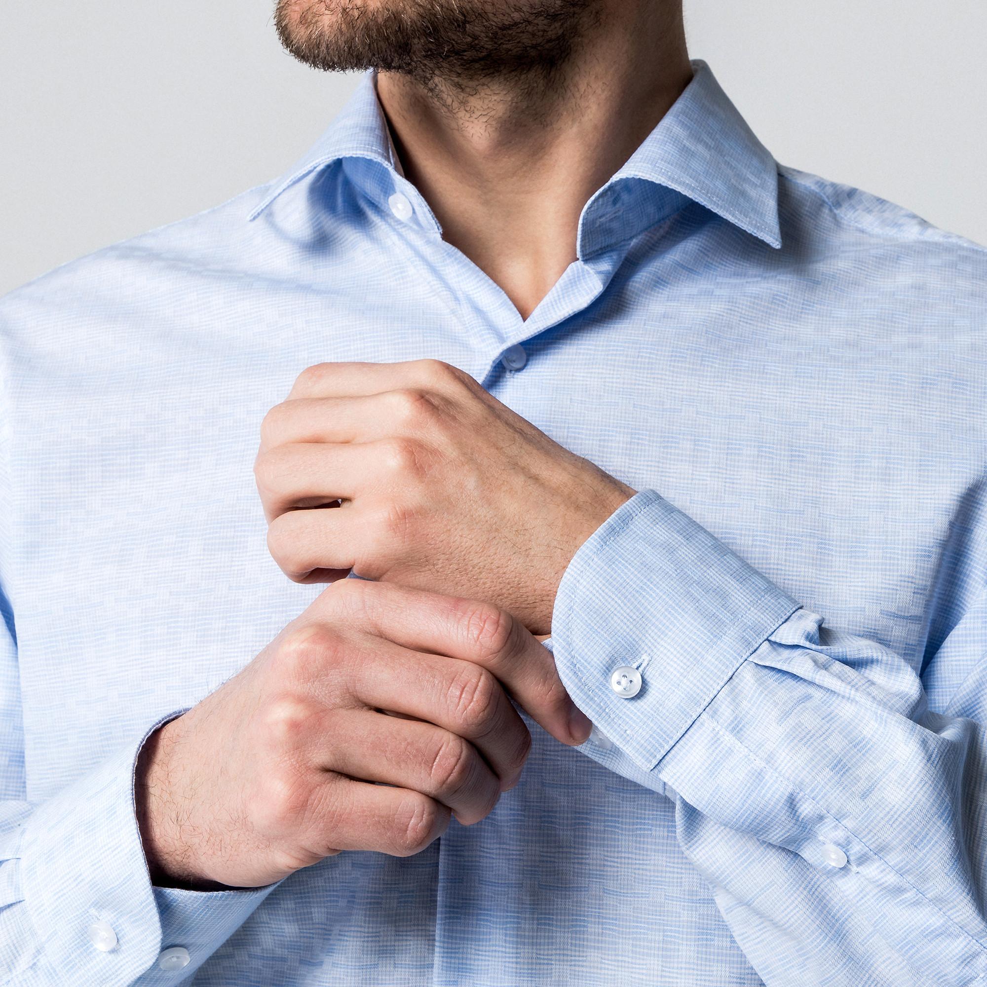 Manor Man Langarm Classic Fit Jacquard Hemd
