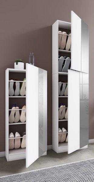 VCM Holz Schuhschrank | Maße: H. 180 x B. 50 x T. 17 cm | 2 Drehtüren z. T. mit Spiegel versehen - Fulisa XL Spiegel