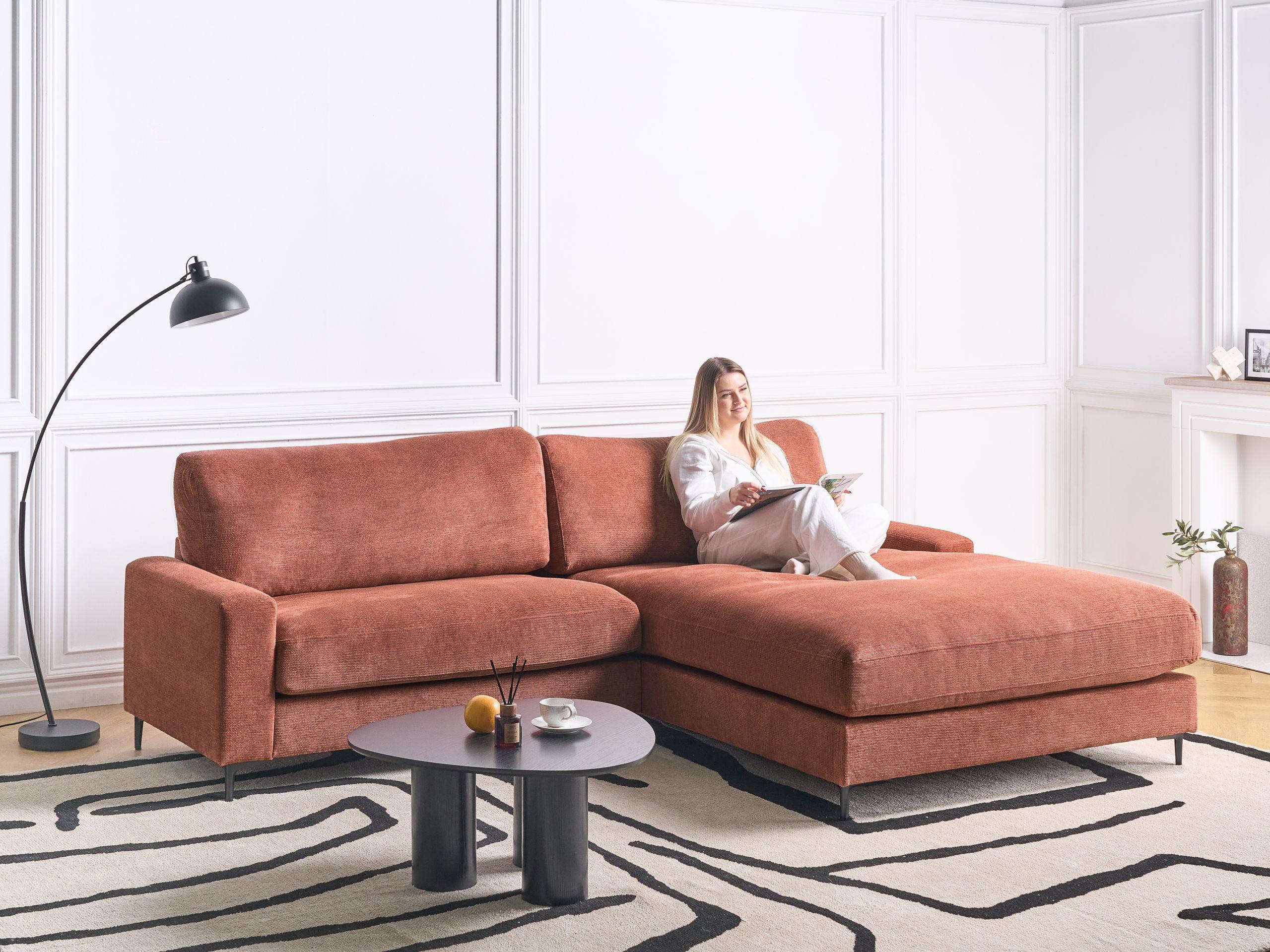 Beliani Linksseitiges Ecksofa aus Polyester Modern MALOY