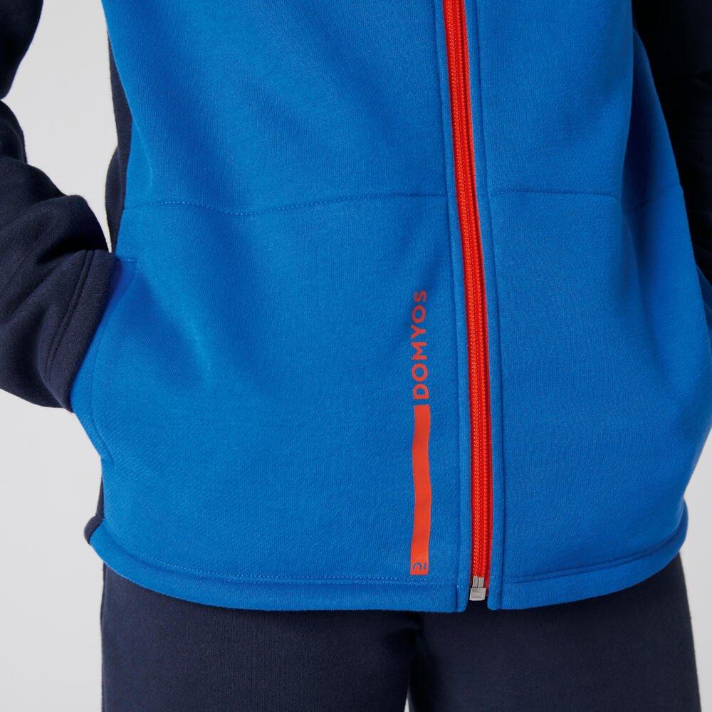 DOMYOS Trainingsanzug Baumwolle Warmy Zip Basic Kinder blau