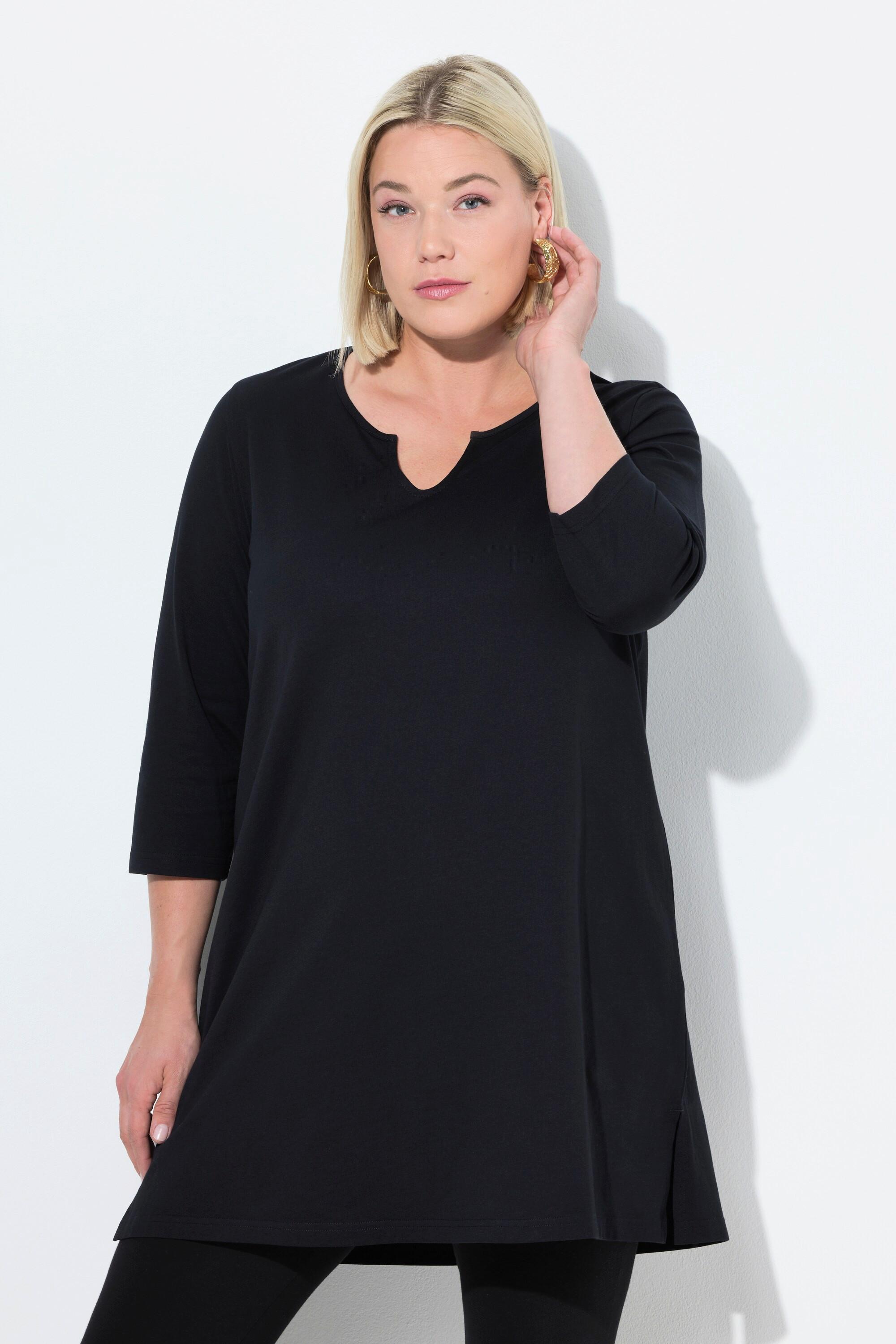 Ulla Popken A-Linie Tunika Longshirt mit 3/4-Arm