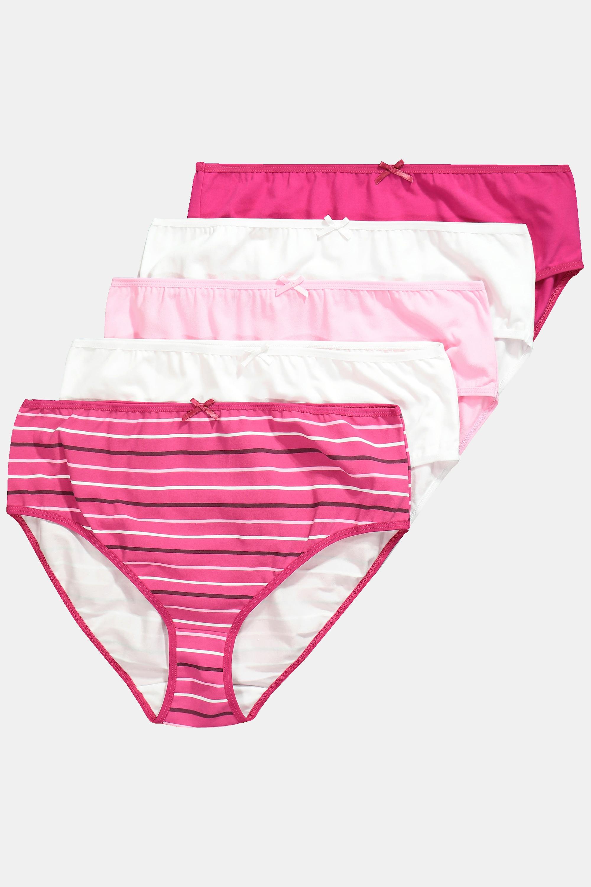 Ulla Popken Midislips, 5er-Pack, Ringel/uni