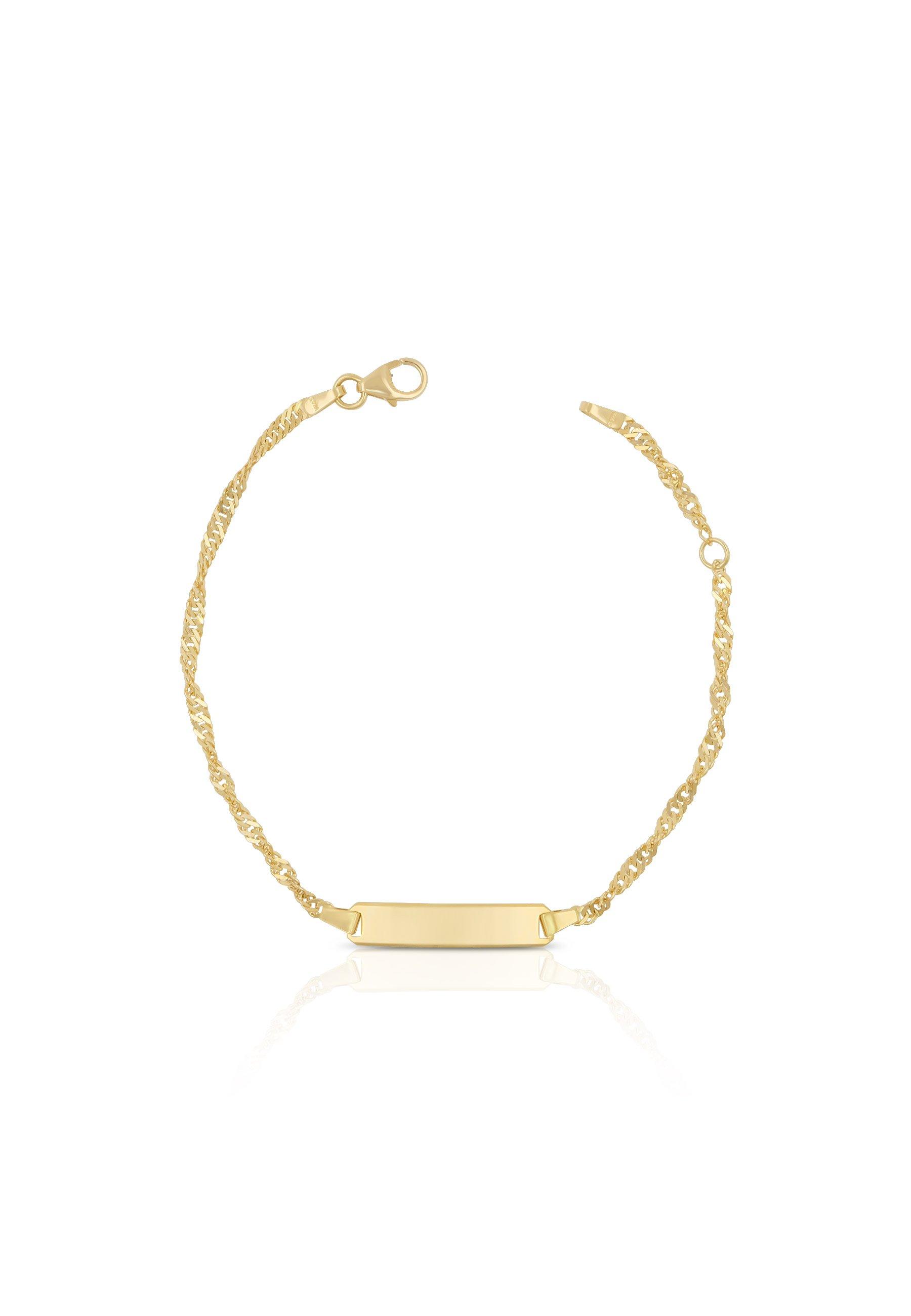 MUAU Schmuck Bébé Bracelet Singapur Gelbgold 750, 14cm Gravurplatte 2.4cm