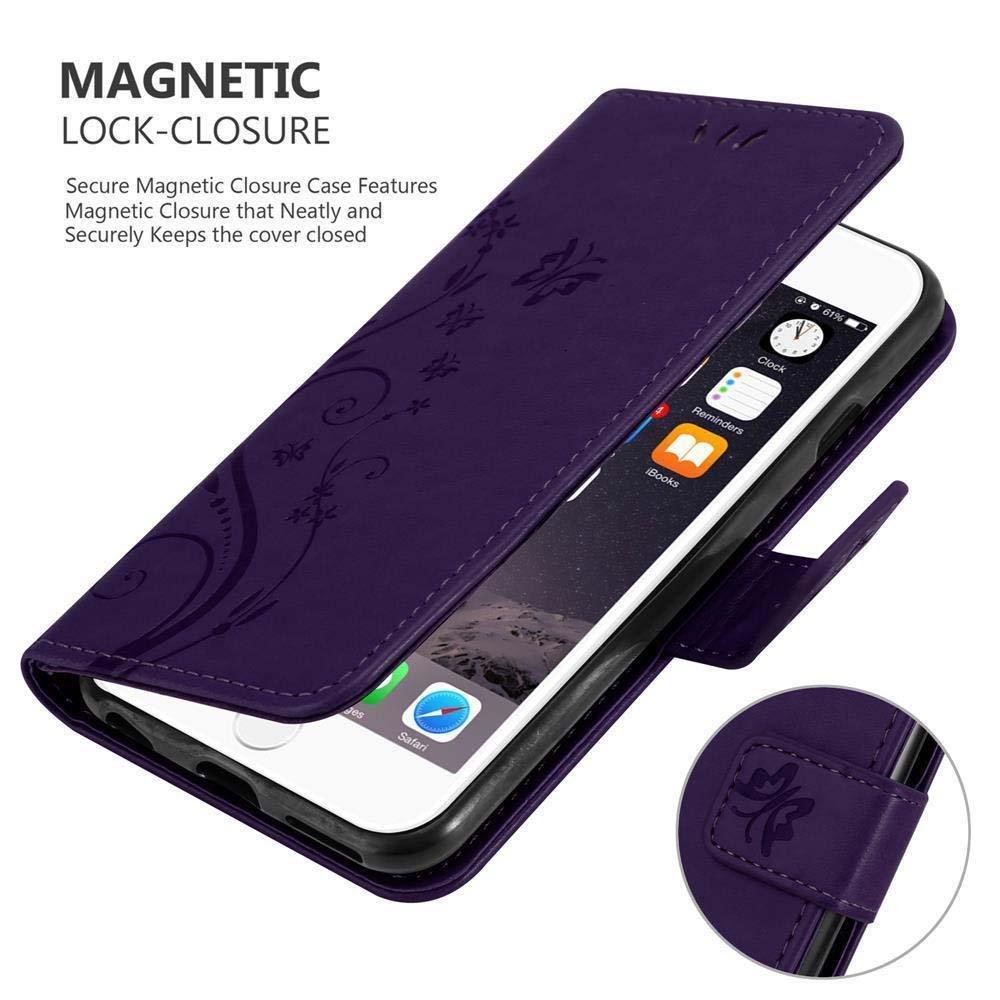 Cadorabo Hülle für Apple iPhone 6 PLUS / 6S PLUS Blumen Design Magnetverschluss