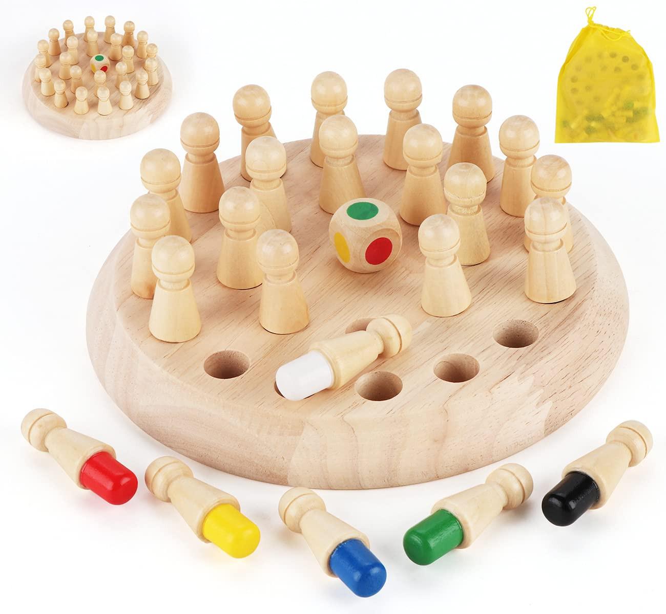 Activity-board Holz-Memory-Schach, Memory-Match-Stick-Schach, Schachspiel Lernspielzeug, Memory-Schach, Holz-Memory-Schach für Kinder