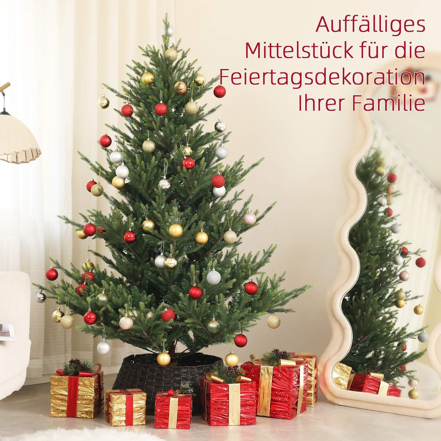 Northio Künstlicher Weihnachtsbaum, 180 cm Christbaum mit 1046 Spitzen, Stahlständer, schwer entflammbar, für Weihnachten Deko, Indoor, Grün