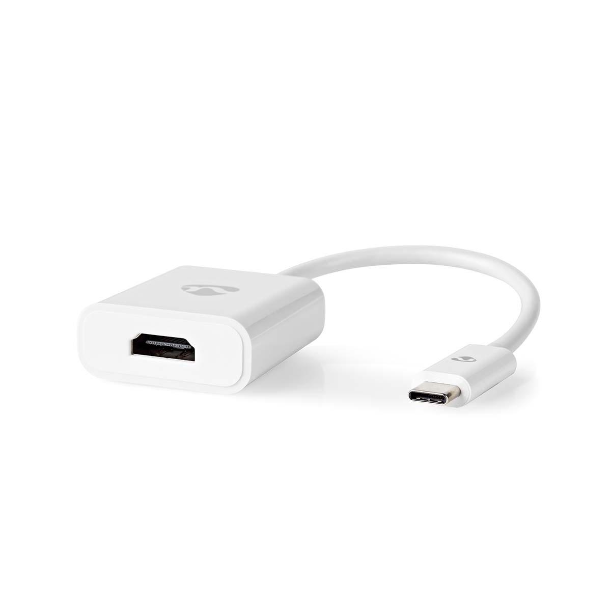 Nedis USB-C™ Adapter | USB 3.2 Gen 1 | USB-C™ Stecker | HDMI™ Buchse | 4K@30Hz | 0,20 m | Rund | Vernickelt | PVC | Weiß | Plastiktüte