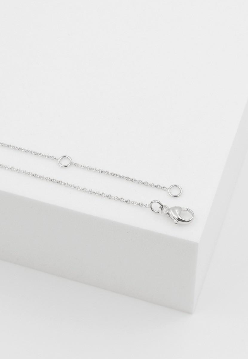 MUAU Schmuck Collier 750/18K Weissgold Doppel-Kreis, Diamant 0.16ct.