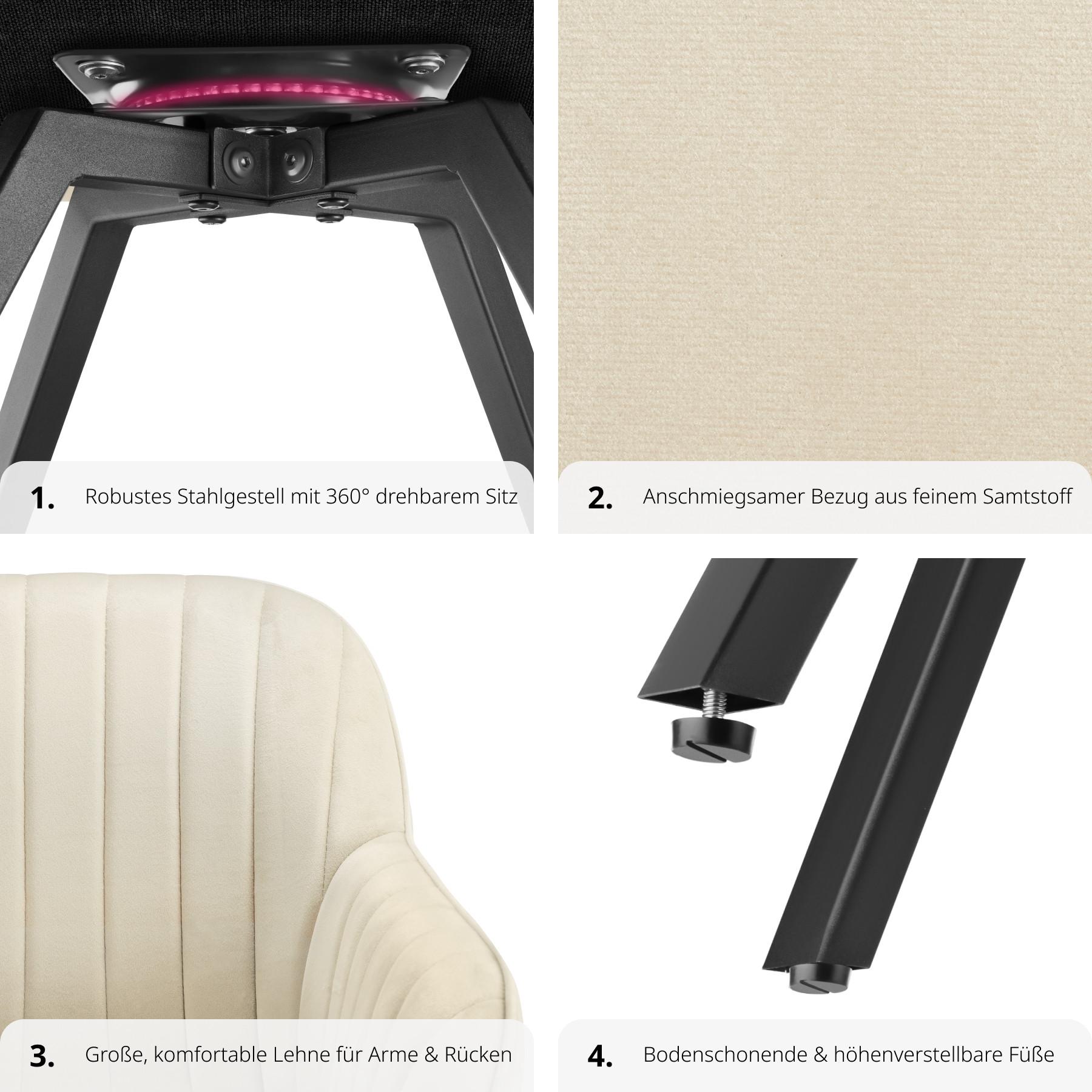 Tectake Drehbarer Armlehnstuhl Snug Samtoptik, gepolstert