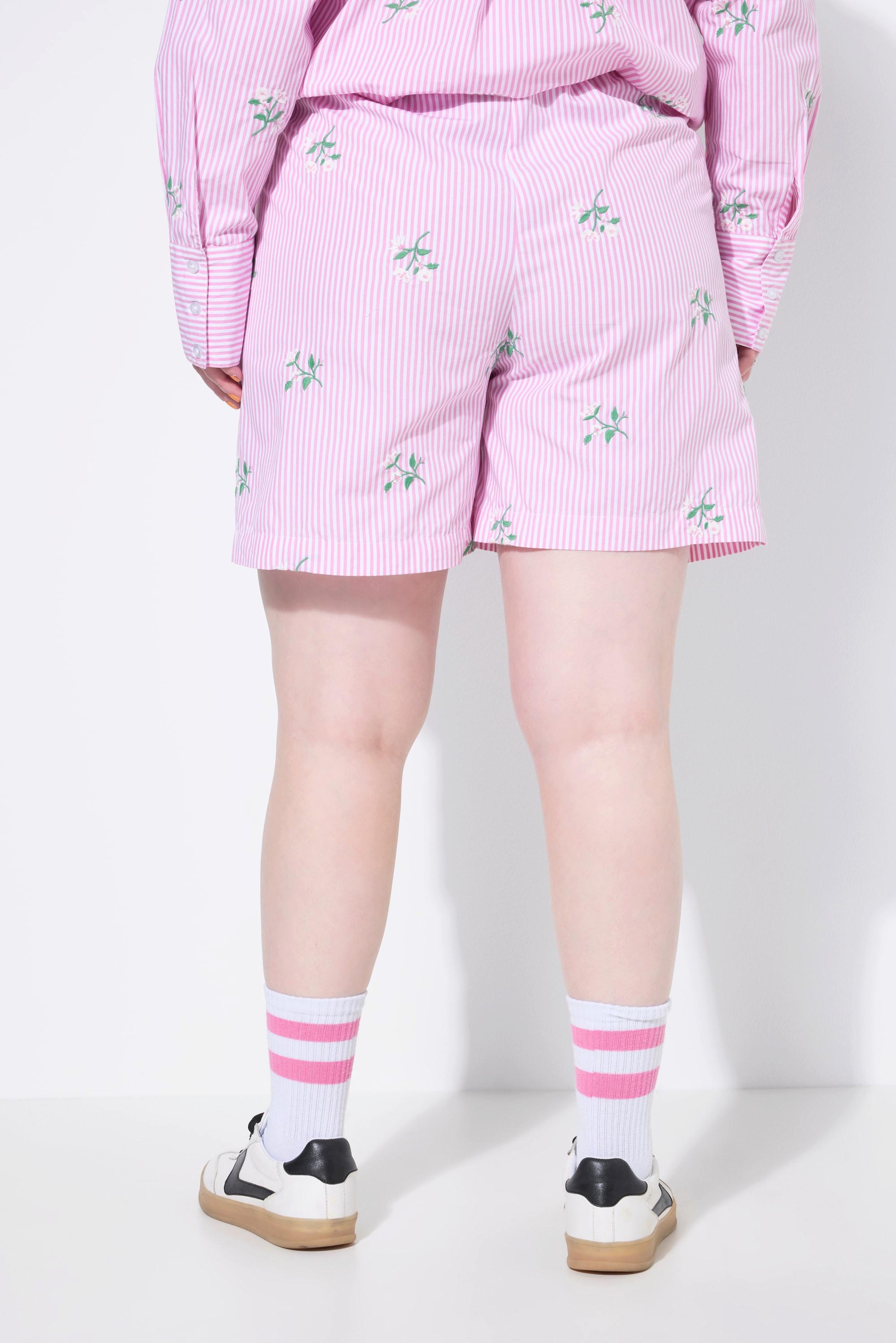 Studio Untold Shorts, Wide Legs, Streifen, Flower-Stickerei