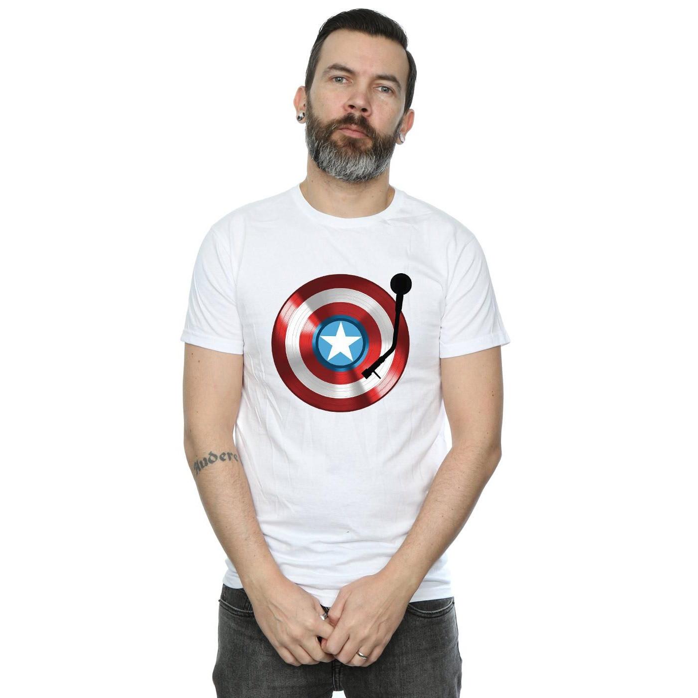 MARVEL Captain America Plattenspieler Print T-Shirt