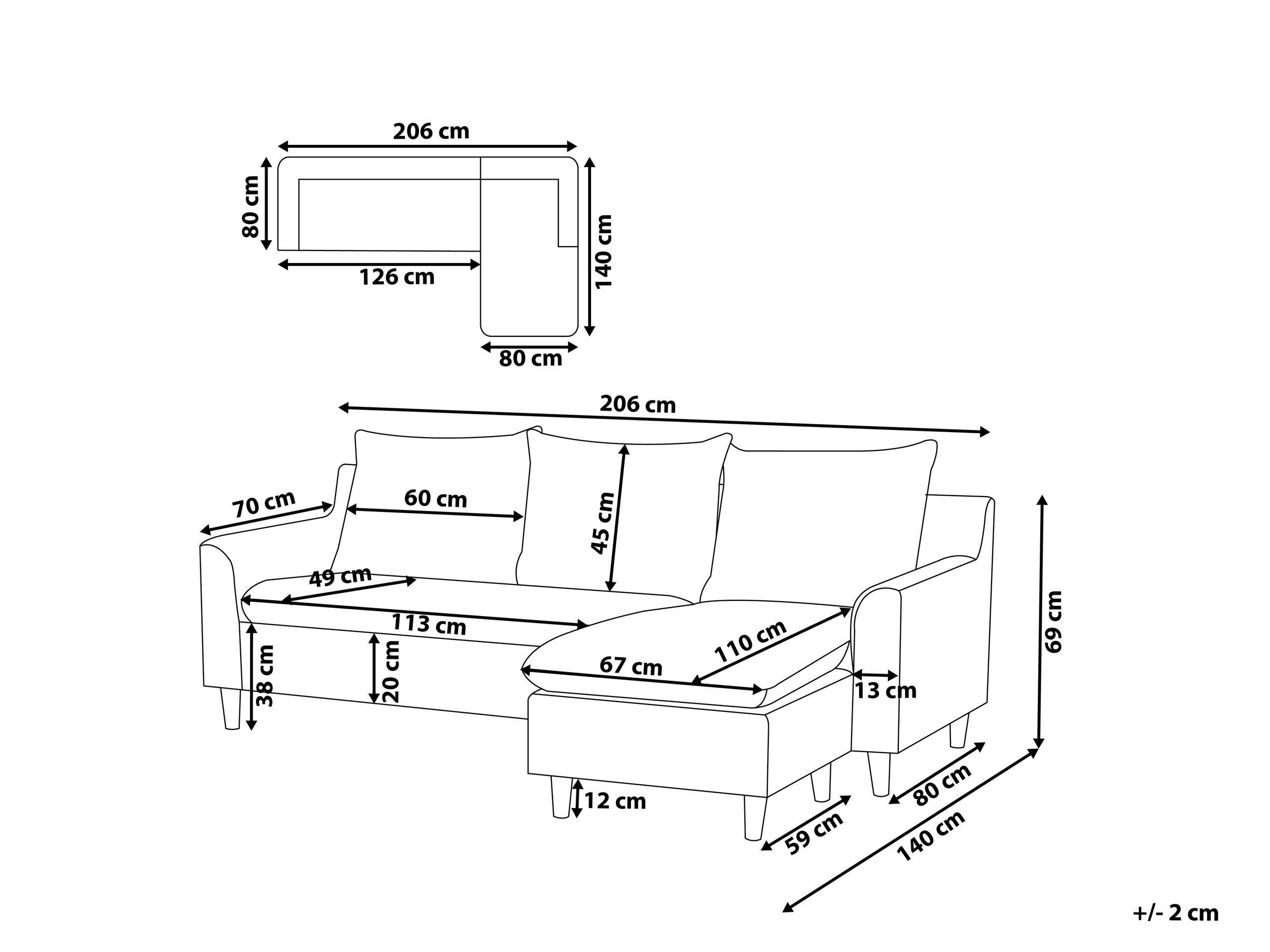 Beliani Ecksofa aus Polyester Industriell ELVENES