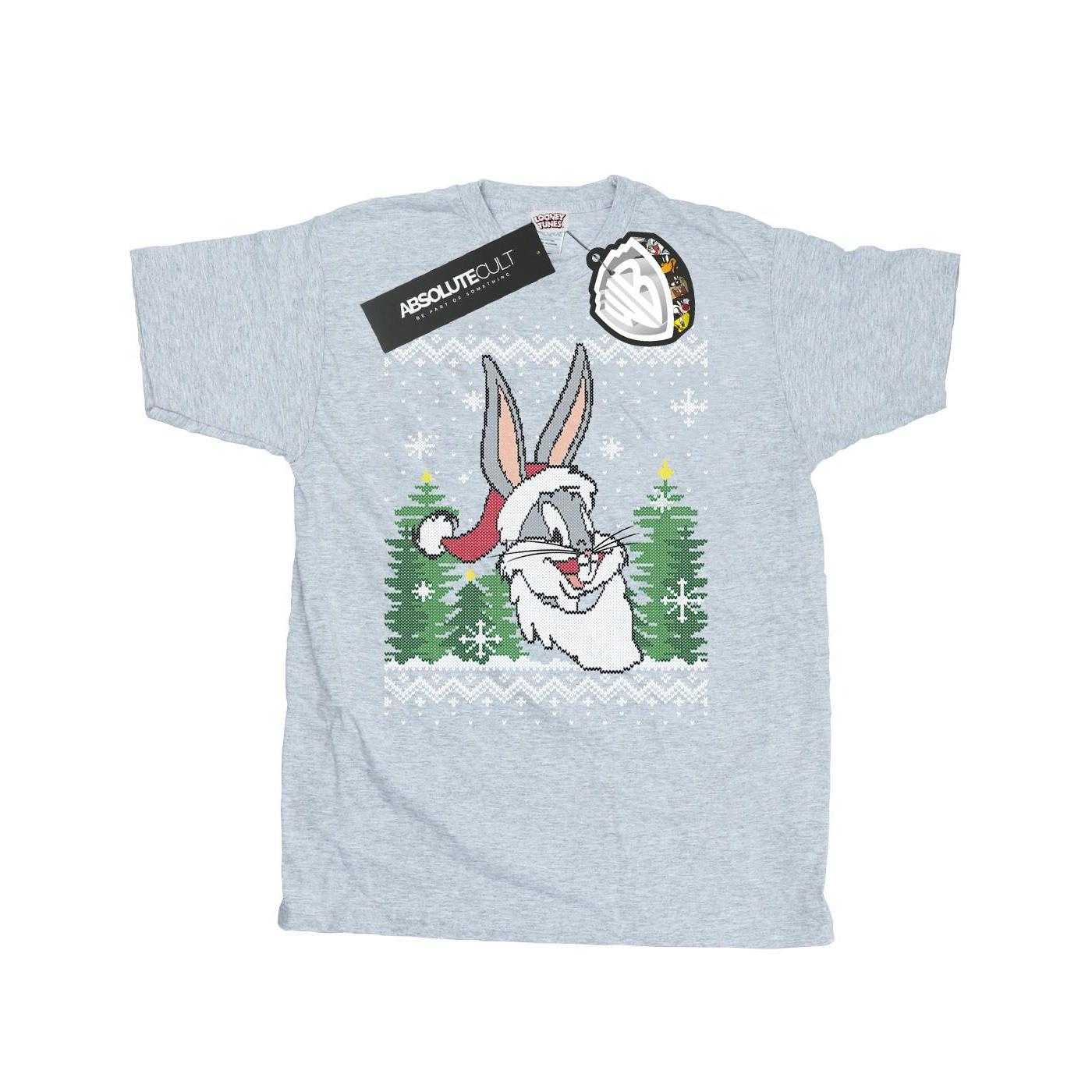 LOONEY TUNES Bugs Bunny Christmas Jumper Style T-Shirt