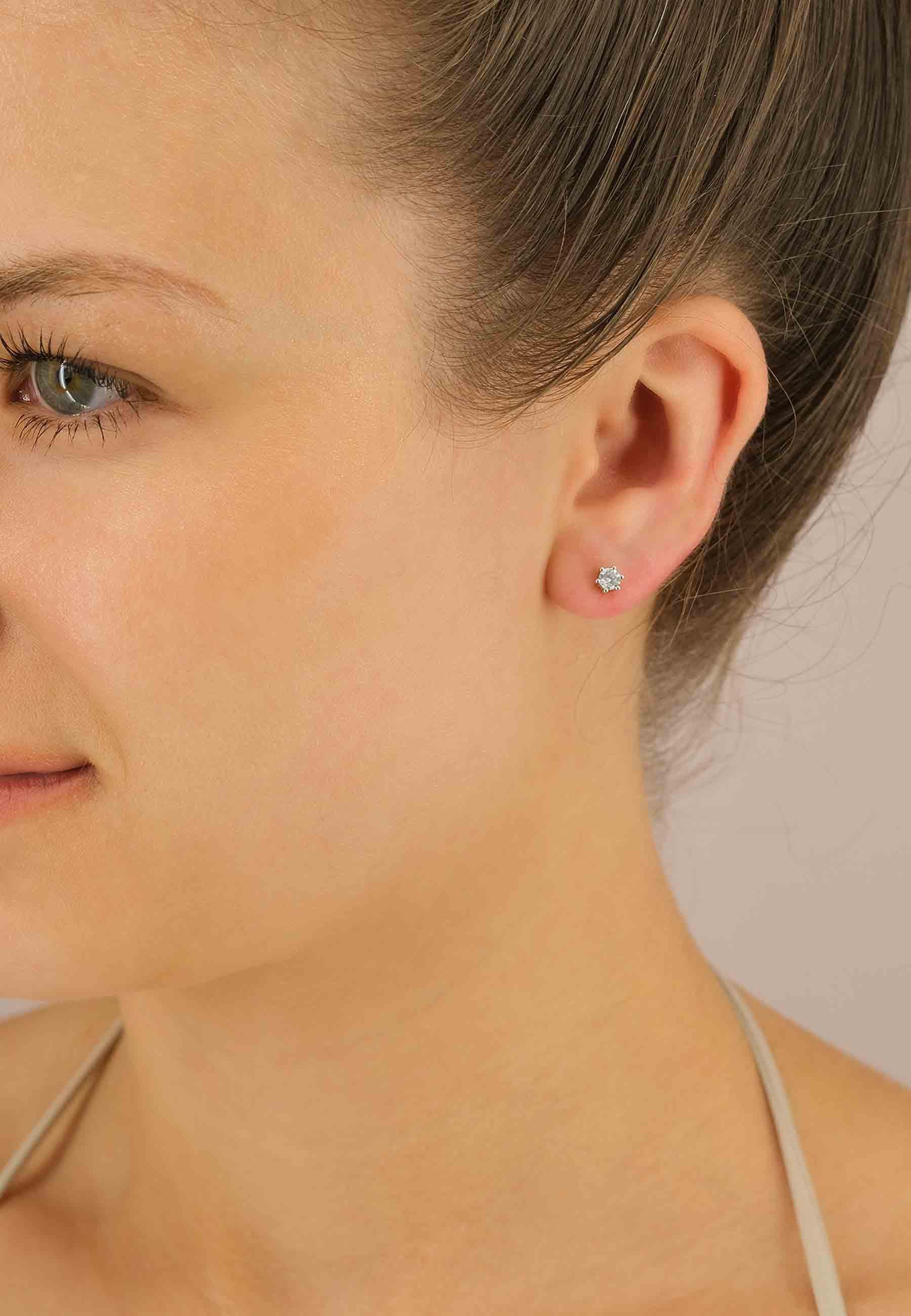 MUAU Schmuck Solitär Ohrstecker 6-Griff-Fassung Weissgold 750 Brillanten 0.34ct. 6mm