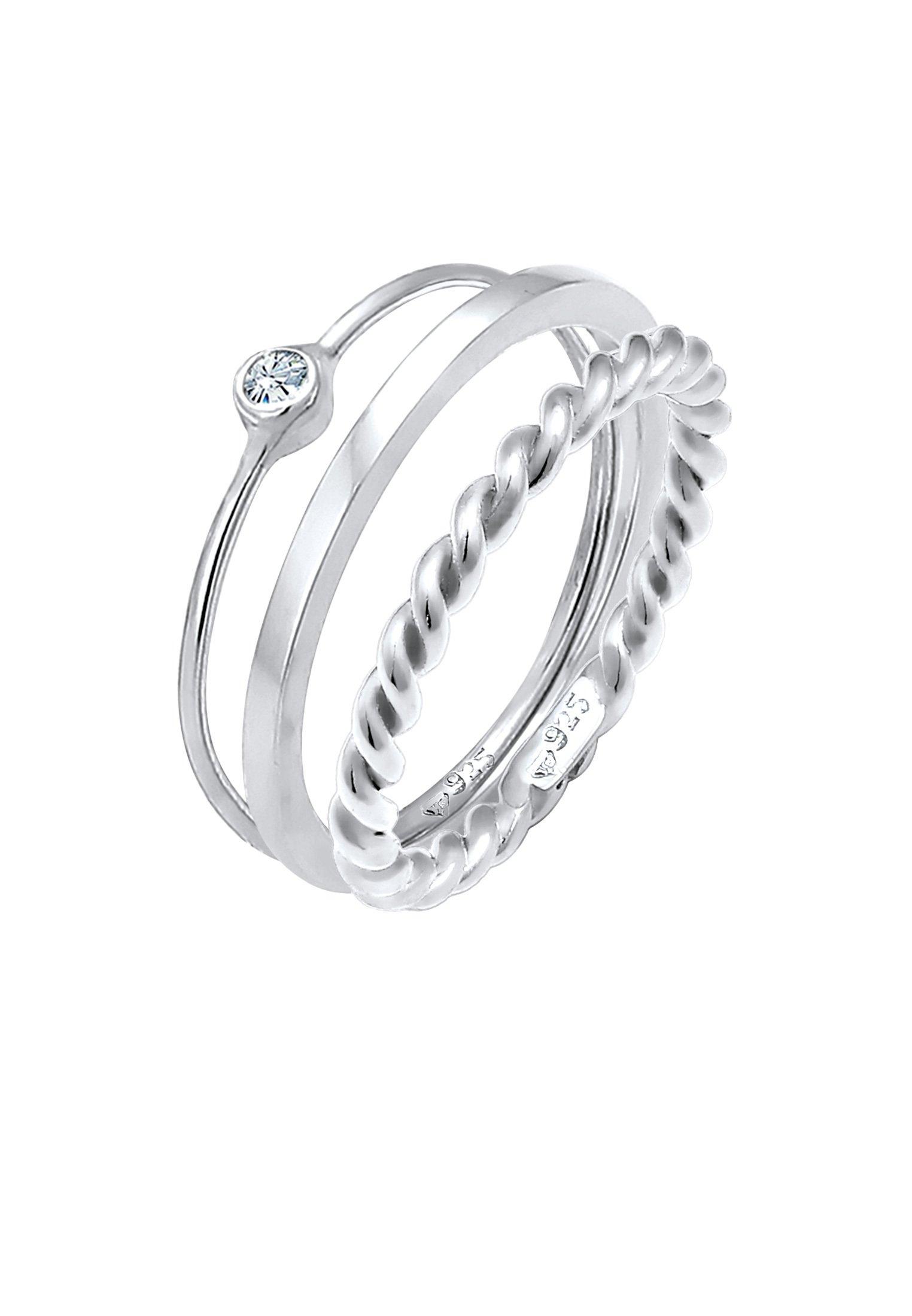 Elli Ring Set Trend Solitär Kristalle