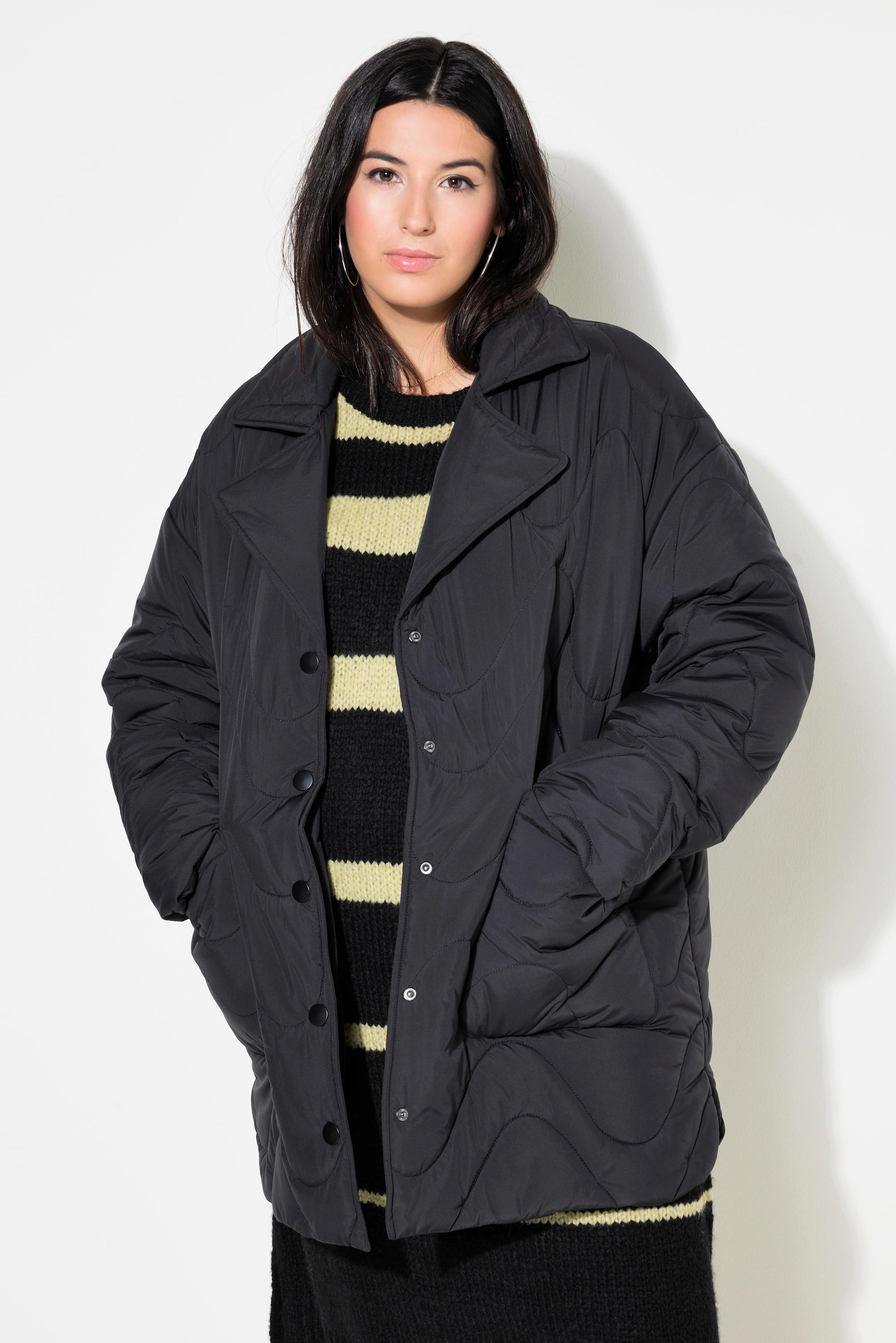 Studio Untold Steppjacke, Loose Shape, Wellenstepp, Reverskragen, Seitenschlitze