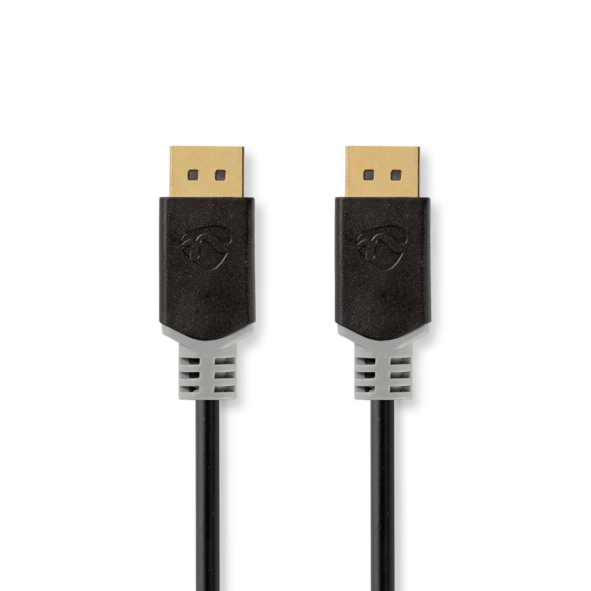 Nedis Displayport-Kabel | DisplayPort-Stecker | DisplayPort-Stecker | 8K@60Hz | Vergoldet | 3,00 m | Rund | PVC | Anthrazit / Grau | Box