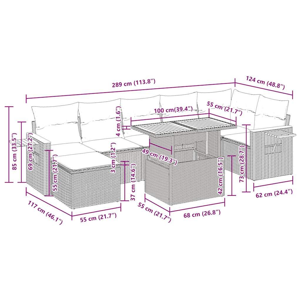 VidaXL Garten sofagarnitur poly-rattan