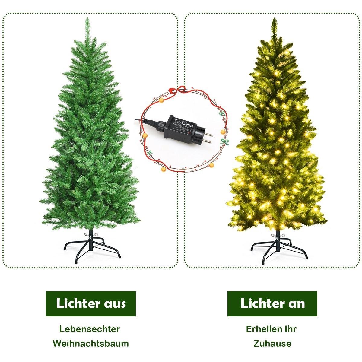 Northix 150 cm hoher beleuchteter künstlicher Bleistift-Weihnachtsbaum mit warmweißen Leuchte Grün