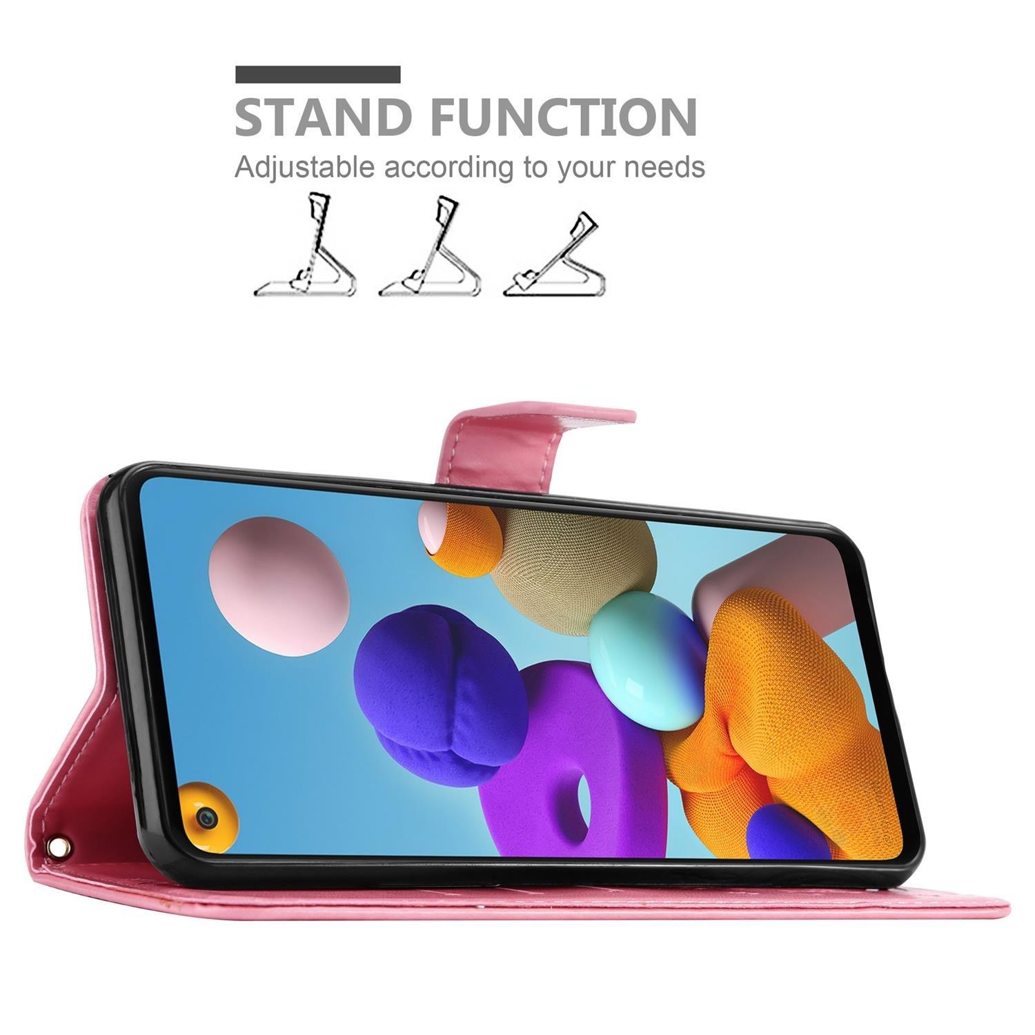 Cadorabo Hülle für Samsung Galaxy A21s Blumen Design Magnetverschluss