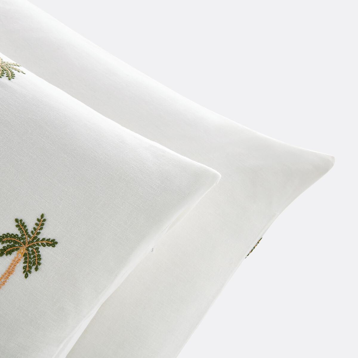 La Redoute Intérieurs Kissenbezug Ravenel aus Baumwolle/gewaschenem Leinen mit Stickerei