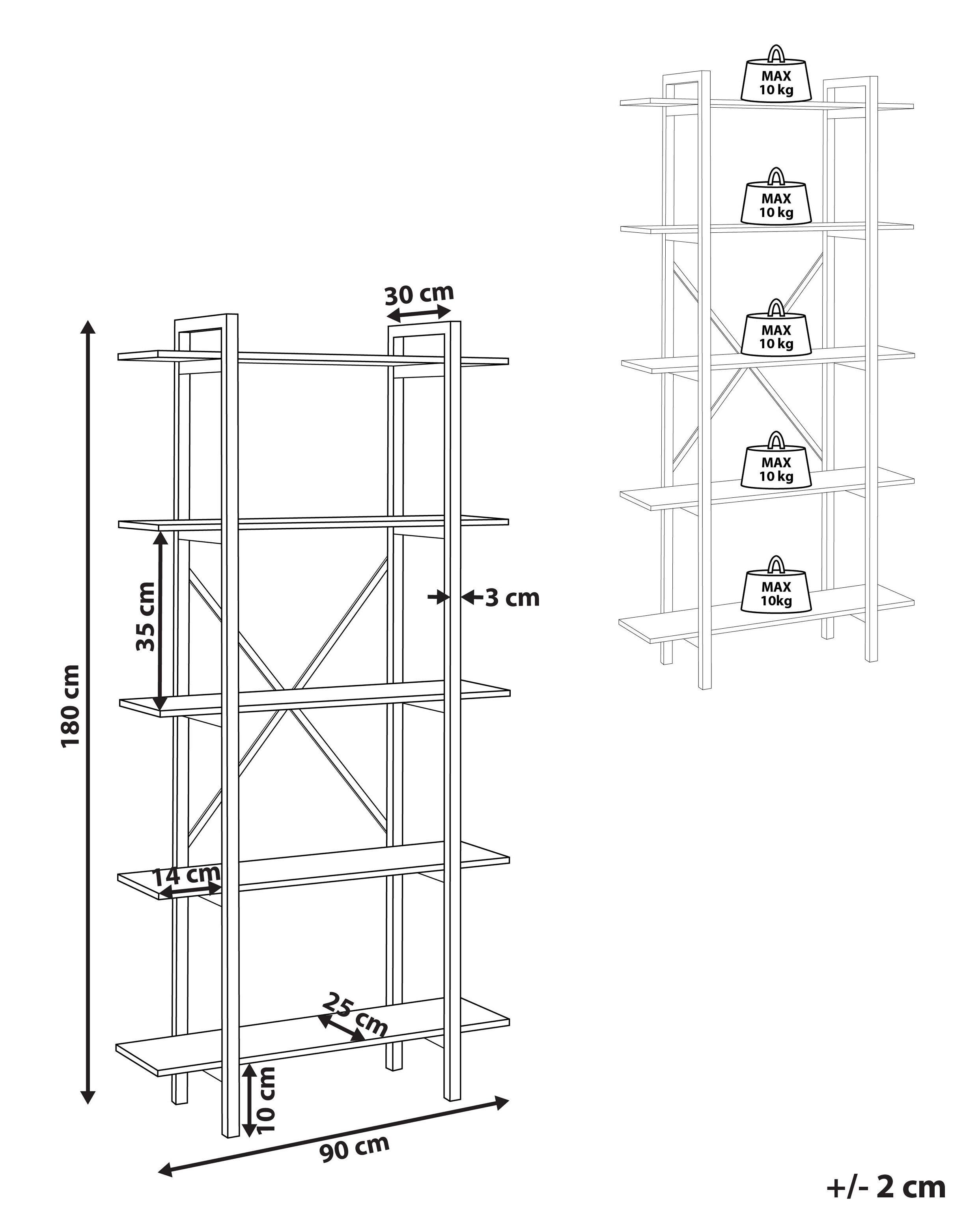 Beliani Regal mit 5 Ebenen aus MDF-Platte Industriell DARBY