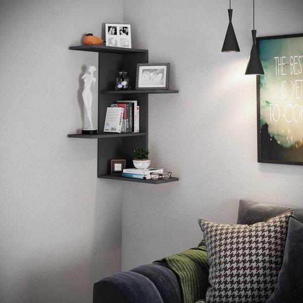 VCM Holzregal hängend | platzsparendes Regal | Maße: H. 77 x B. 45 x T. 45 cm | Elegantes Regal hängend | Aufbewahrungsregal | Bücherregal | Wandboard -